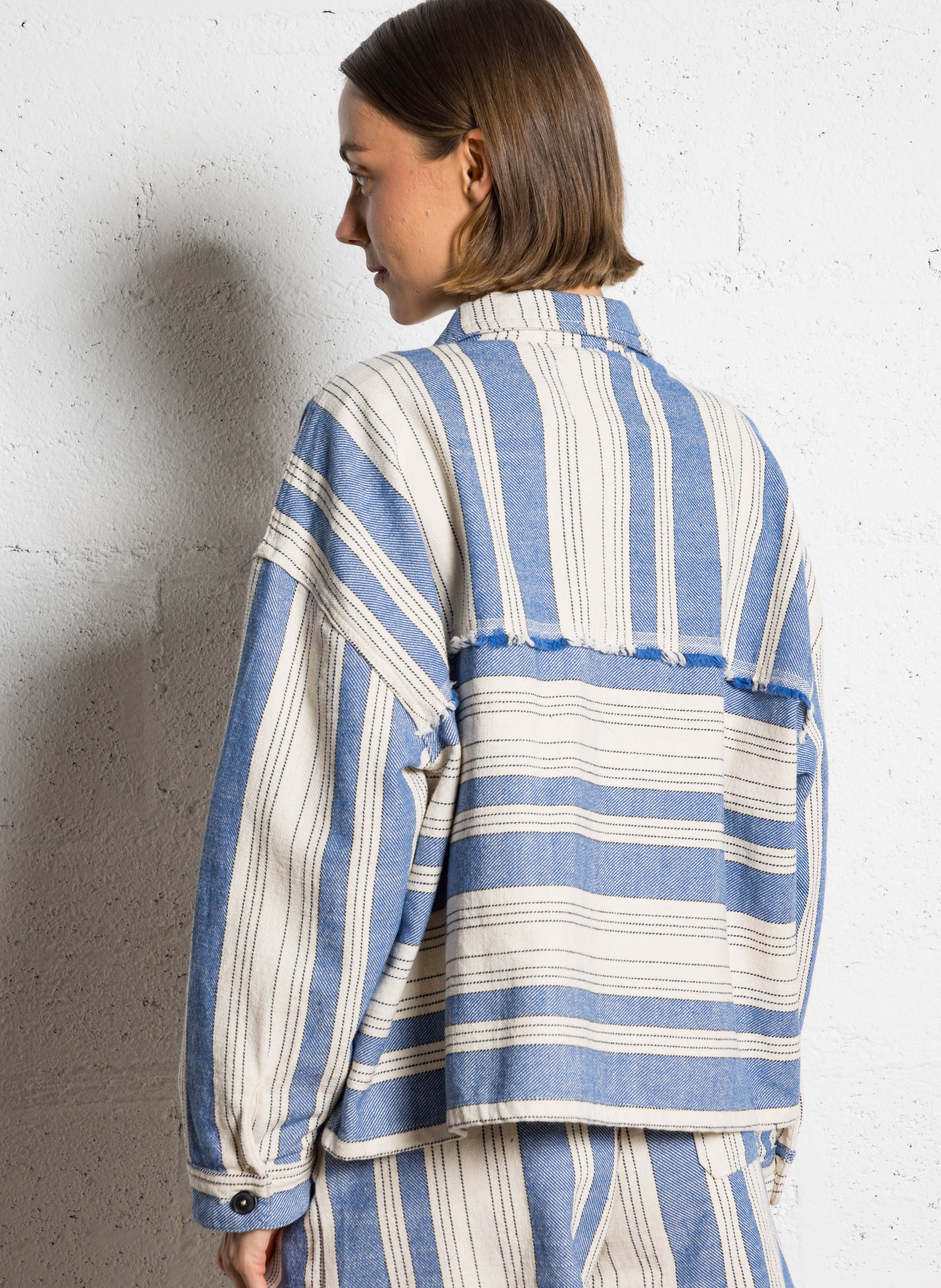 Shirt collar striped jacket BELLEROSE Blue