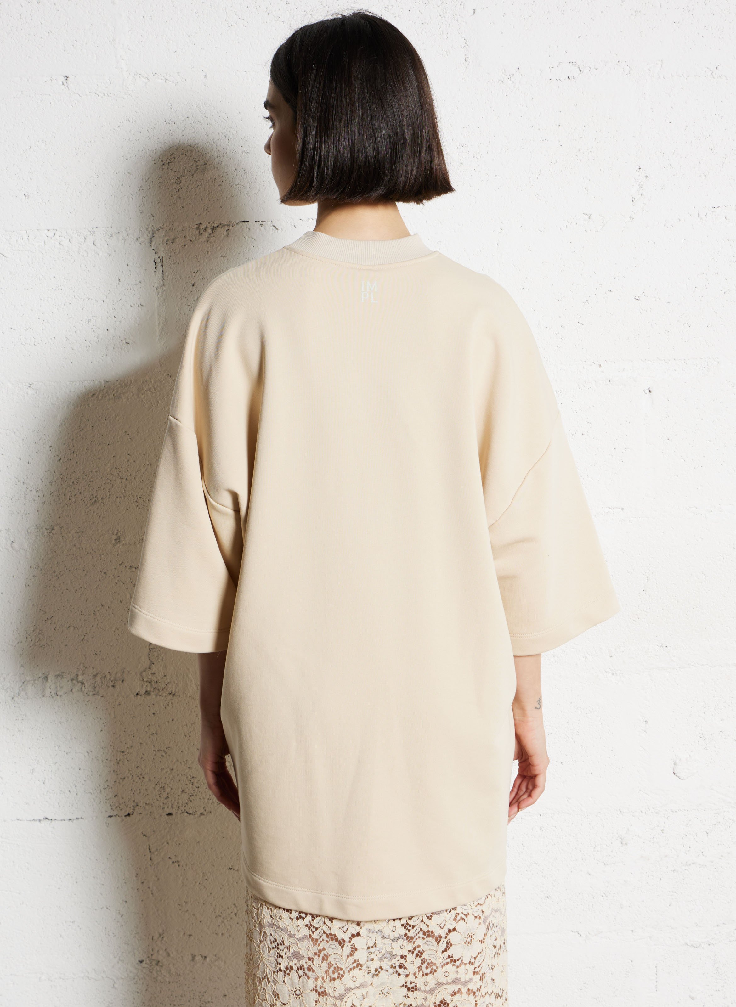 Round neck t-shirt dress in blended cotton IMPERIAL Beige