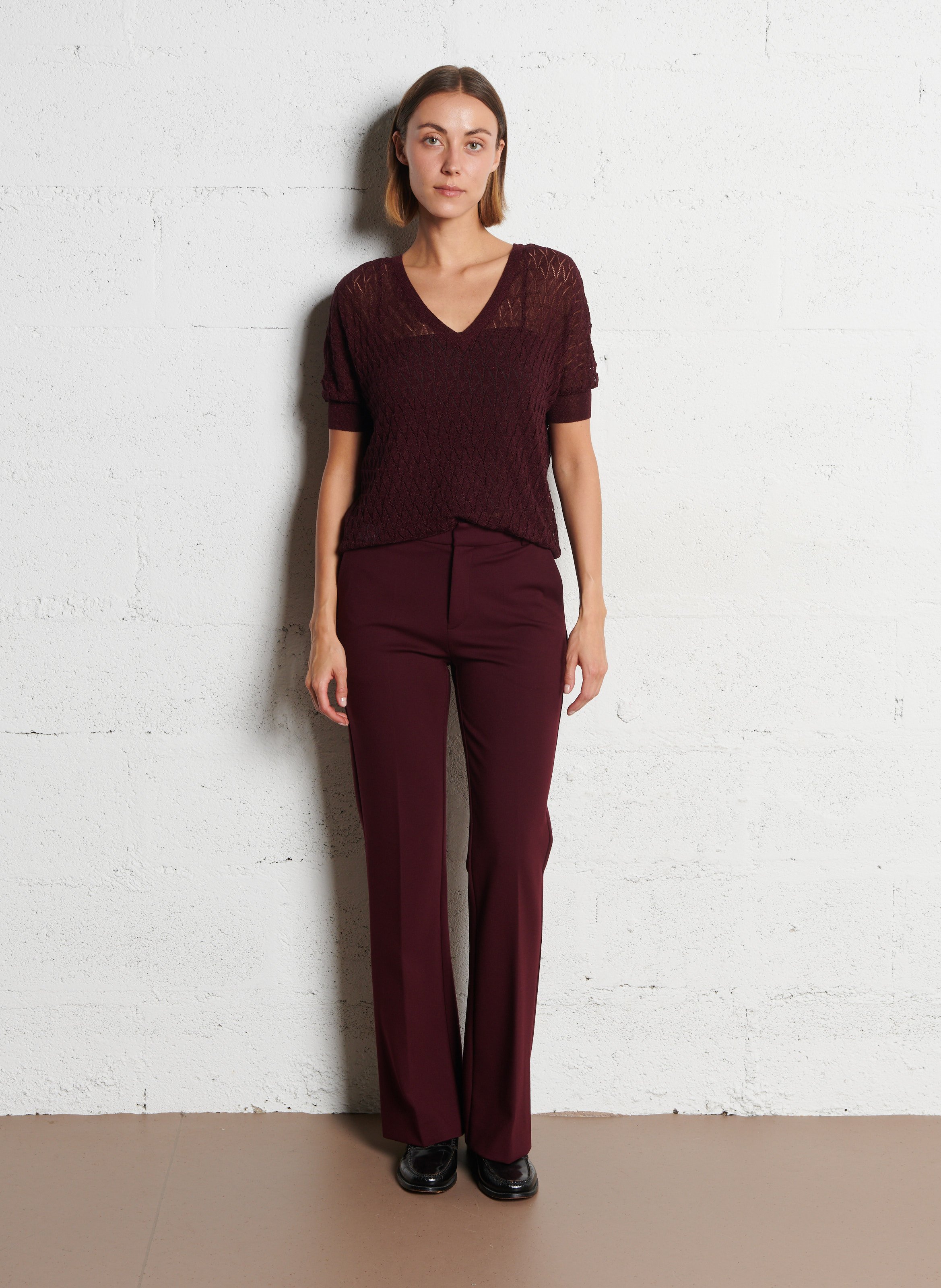 High-rise straight-leg tailored pants IKKS Purple