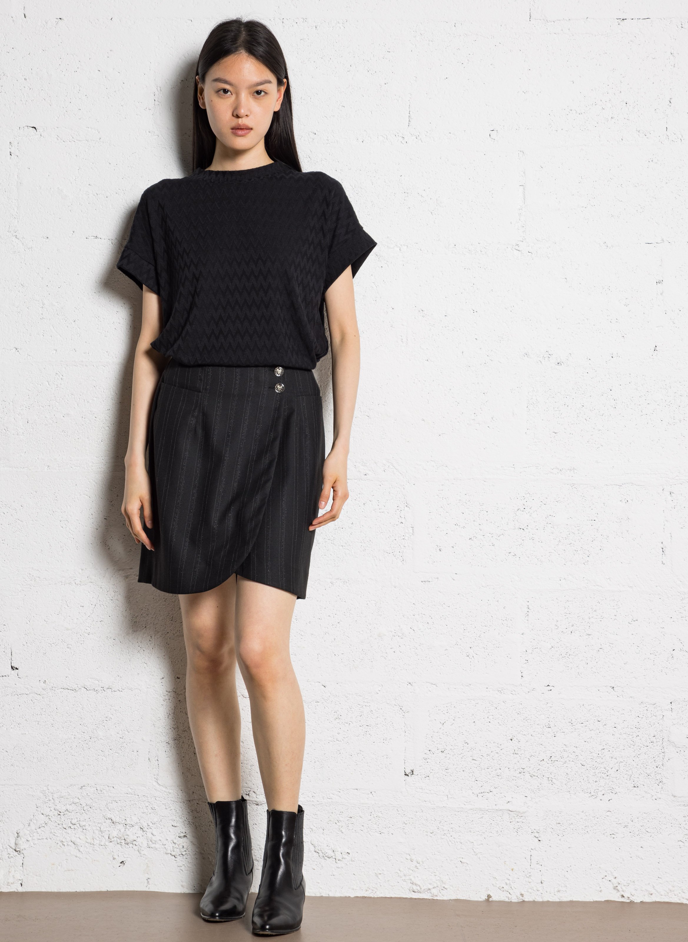 Gonna corta da sarto a righe I CODE Nero