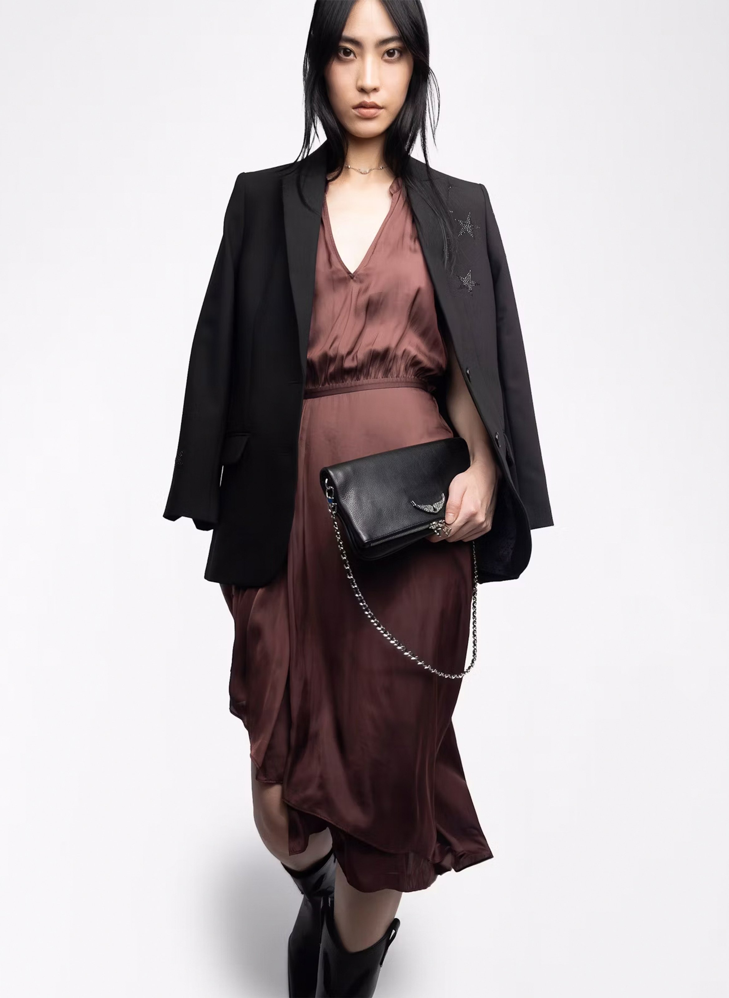 Robe midi col tunisien en satin  ZADIG&VOLTAIRE Violet