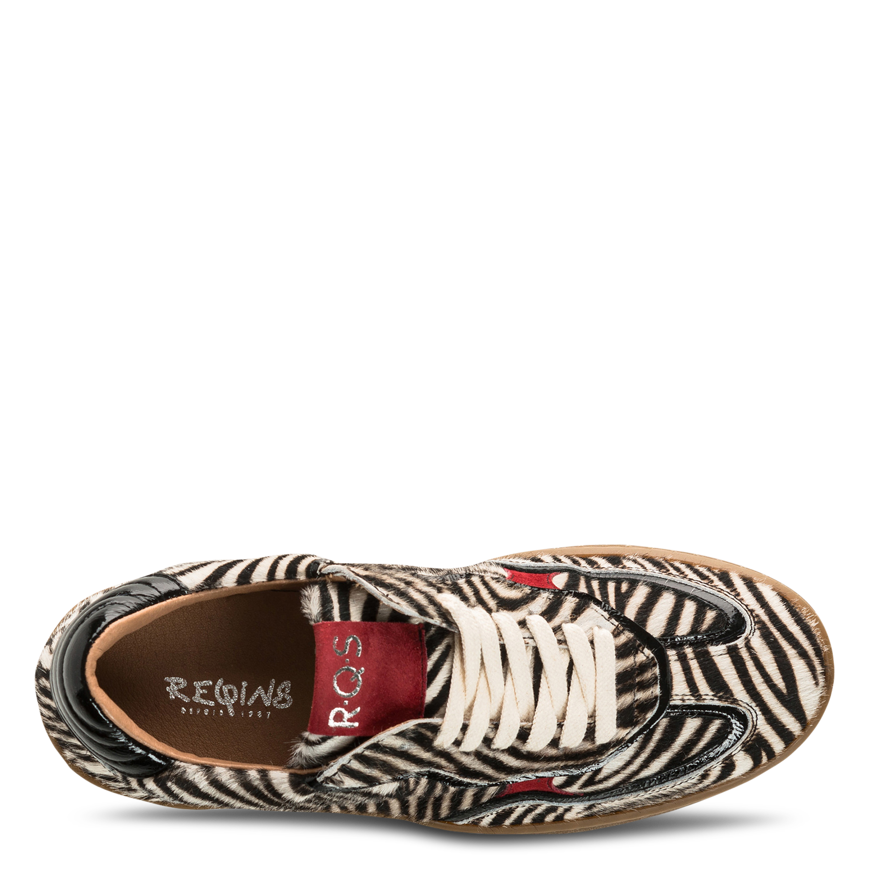 Lage, leren sneakers met print REQINS Zwart