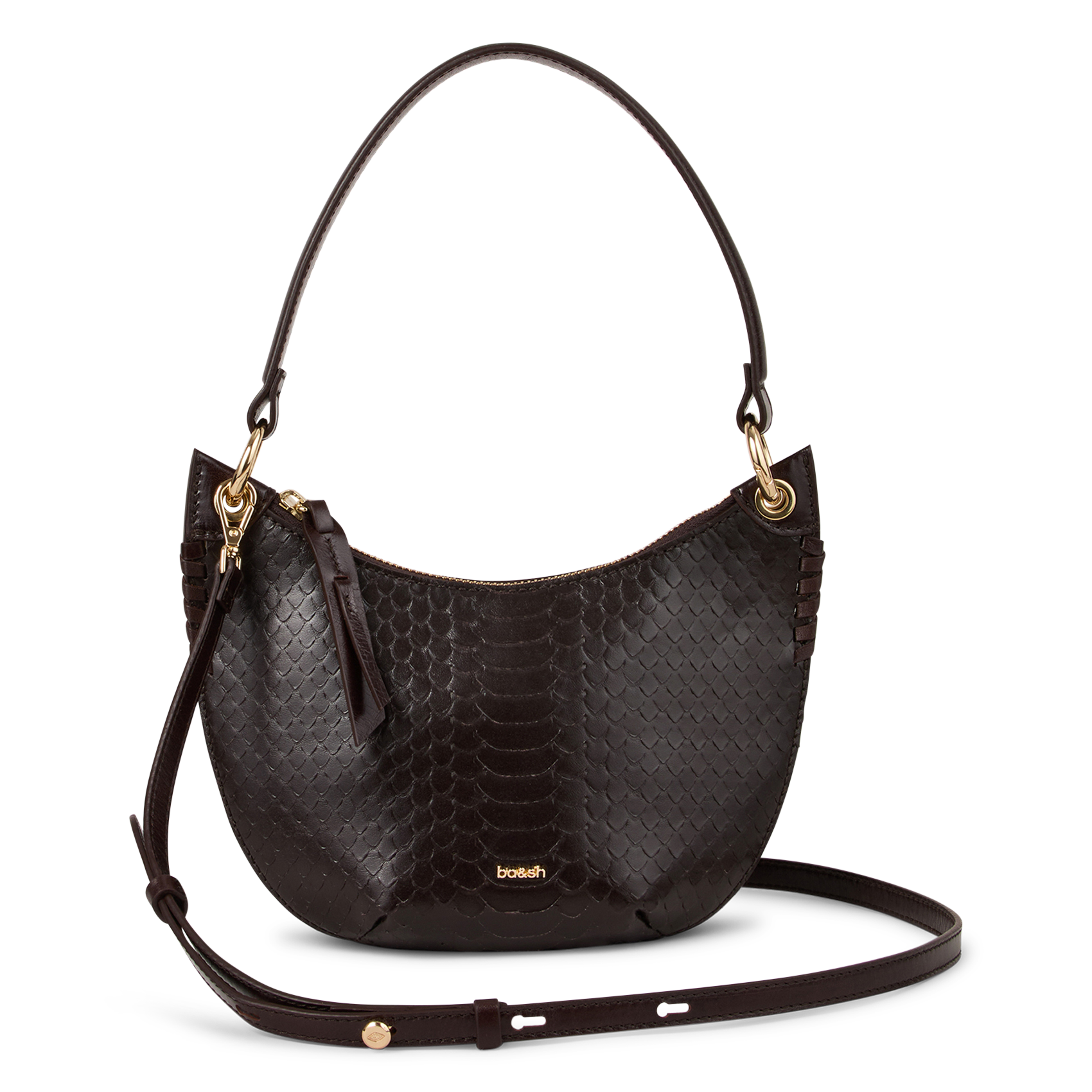 Sac à main embossé python en cuir BA&SH Marron