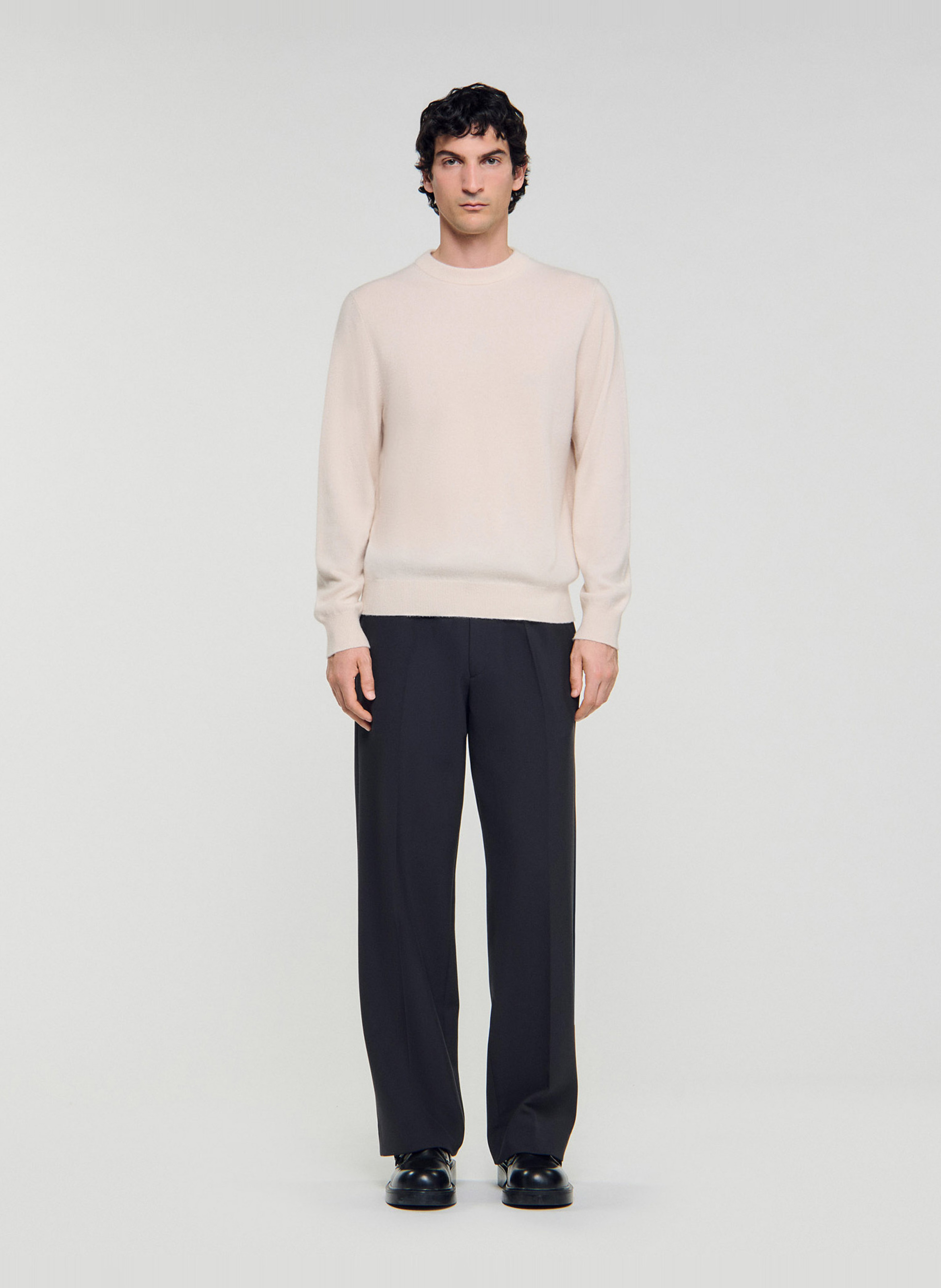 Regular-fit trui van kasjmier met ronde hals SANDRO Wit