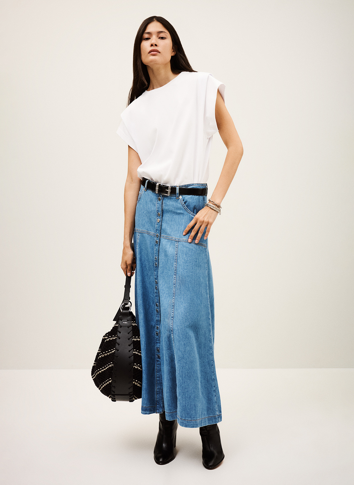 Lange rok van katoenen denim BA&SH Blauw