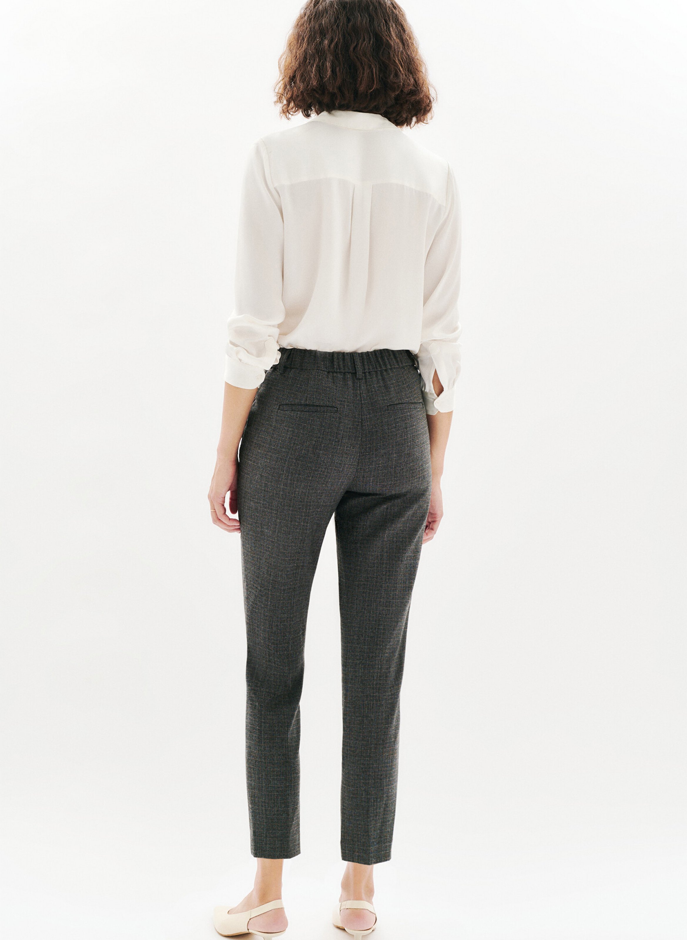 Pantalon droit à carreaux CAROLL Gris