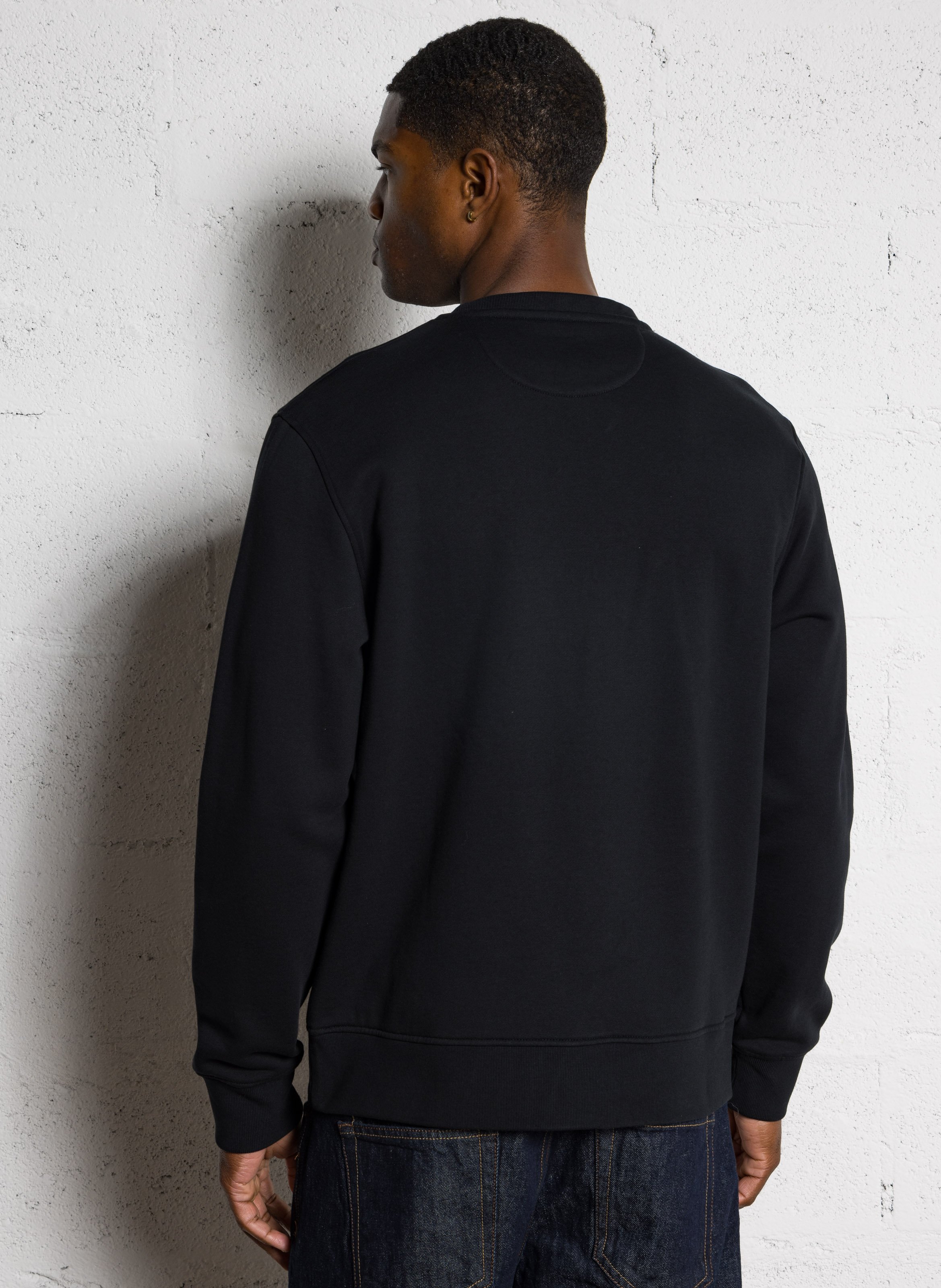 Sweat droit col rond brodé en coton EDEN PARK Noir