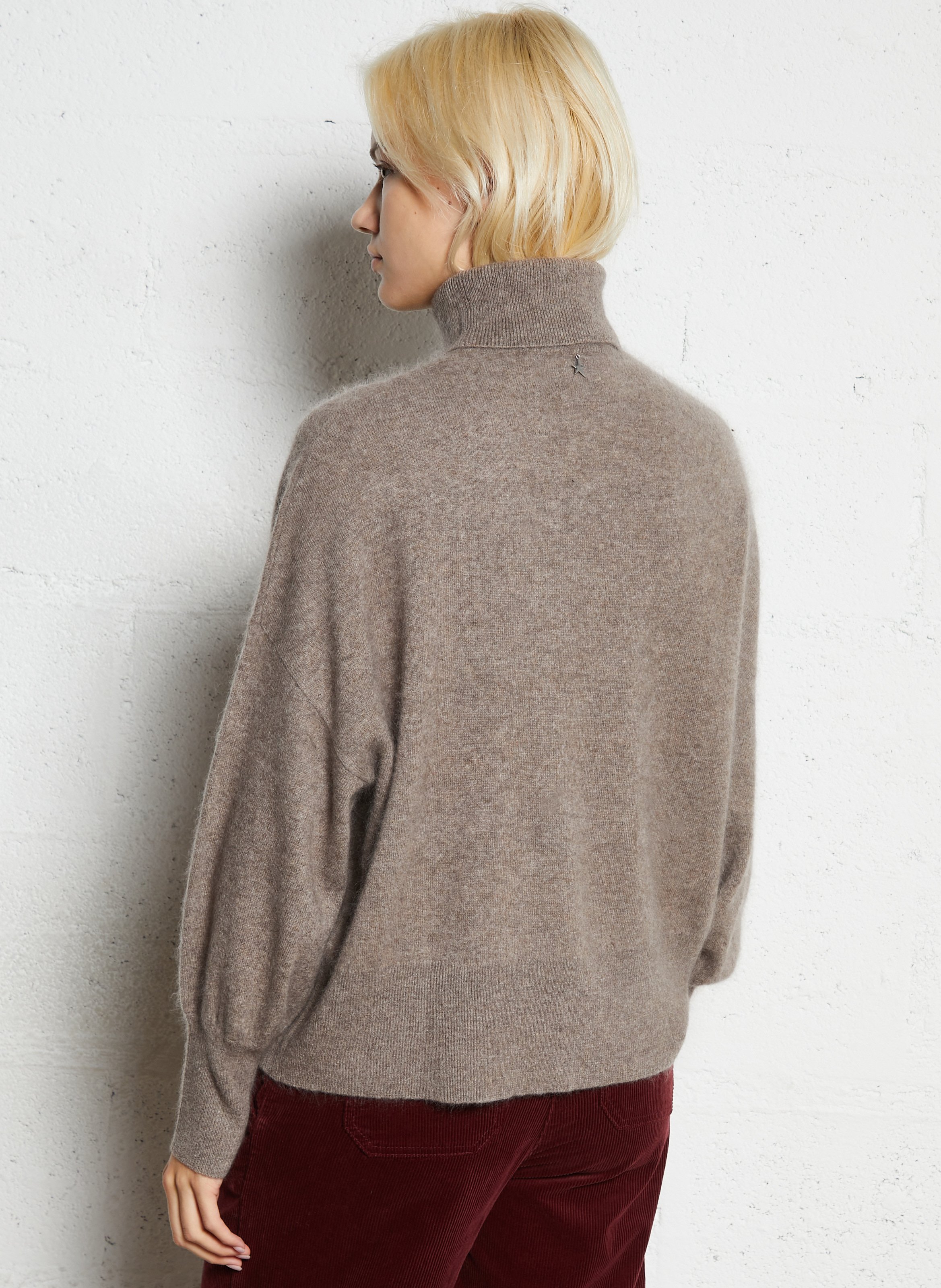 Pull ample col roulé en laine et cachemire SUD EXPRESS Marron