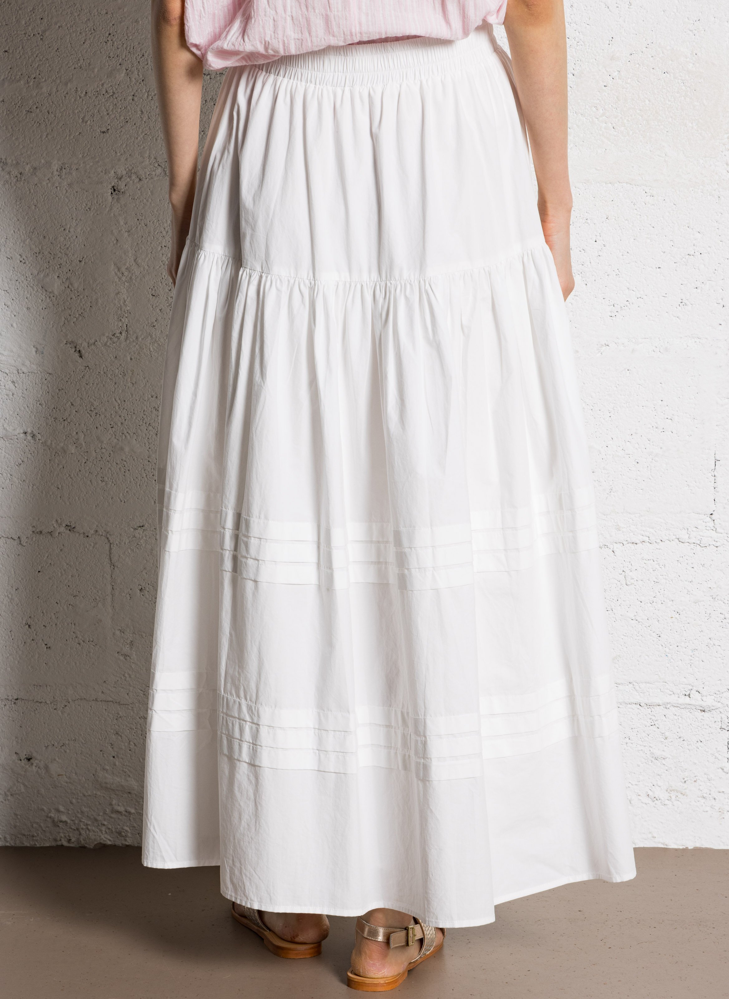 Flared cotton midi skirt JC SOPHIE White