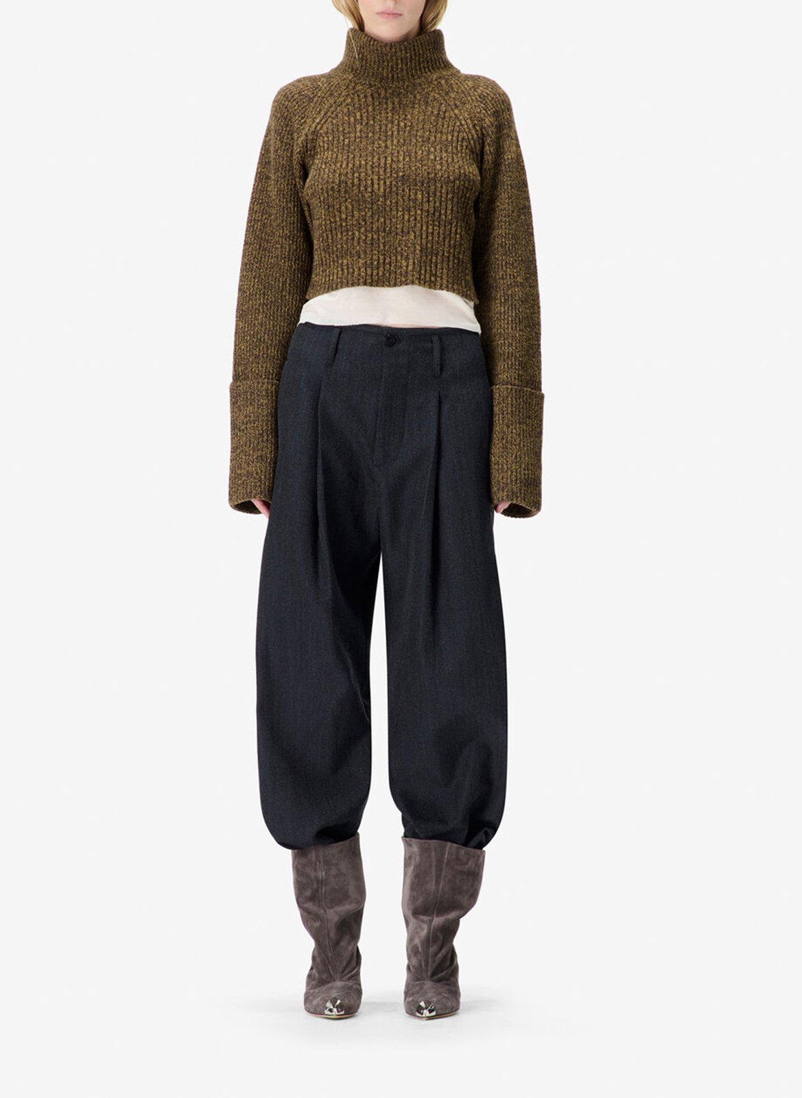 Pull droit col montant en laine IRO Marron