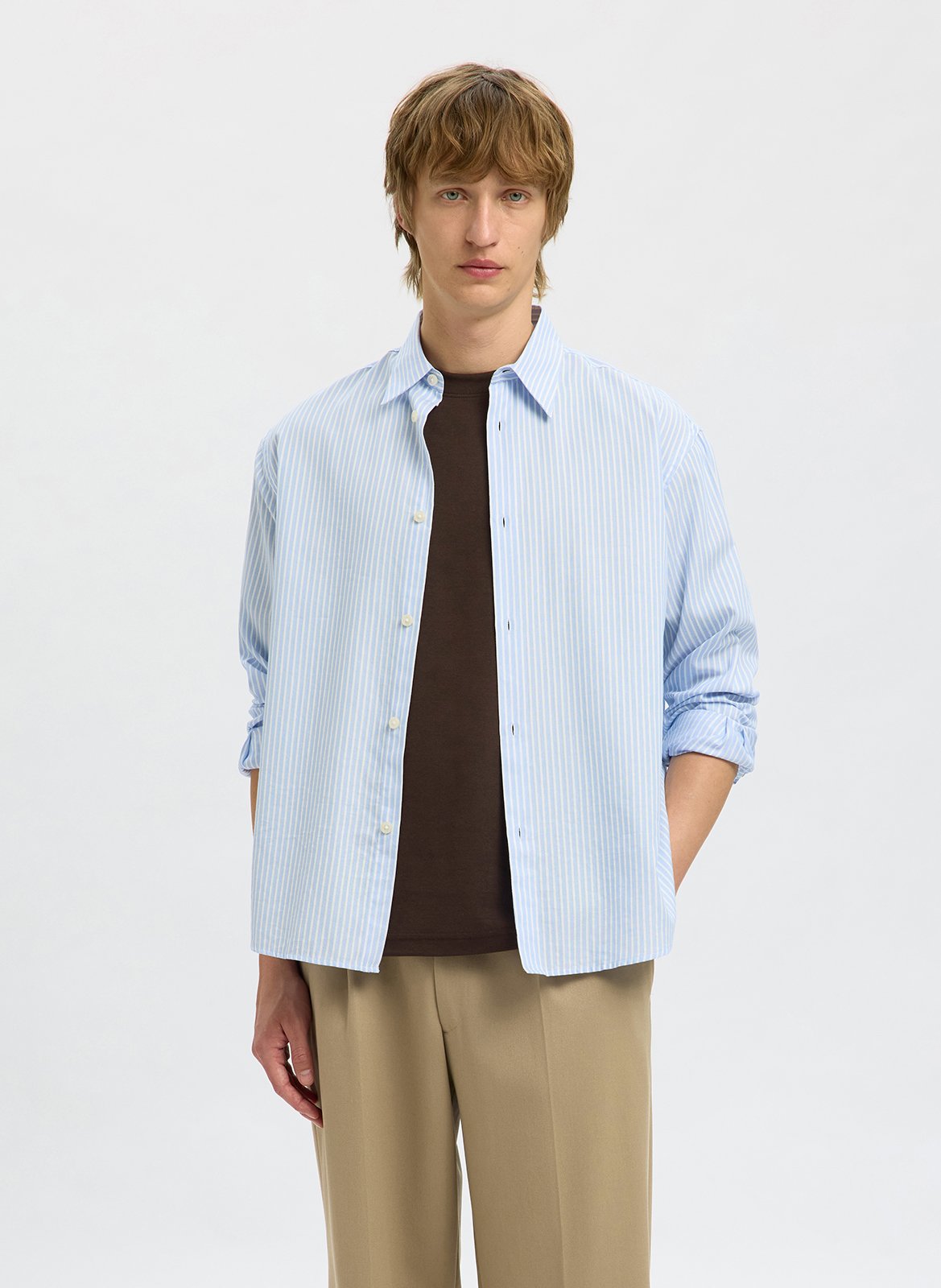 Tee-shirt oversize en coton bio mélangé SELECTED Marron