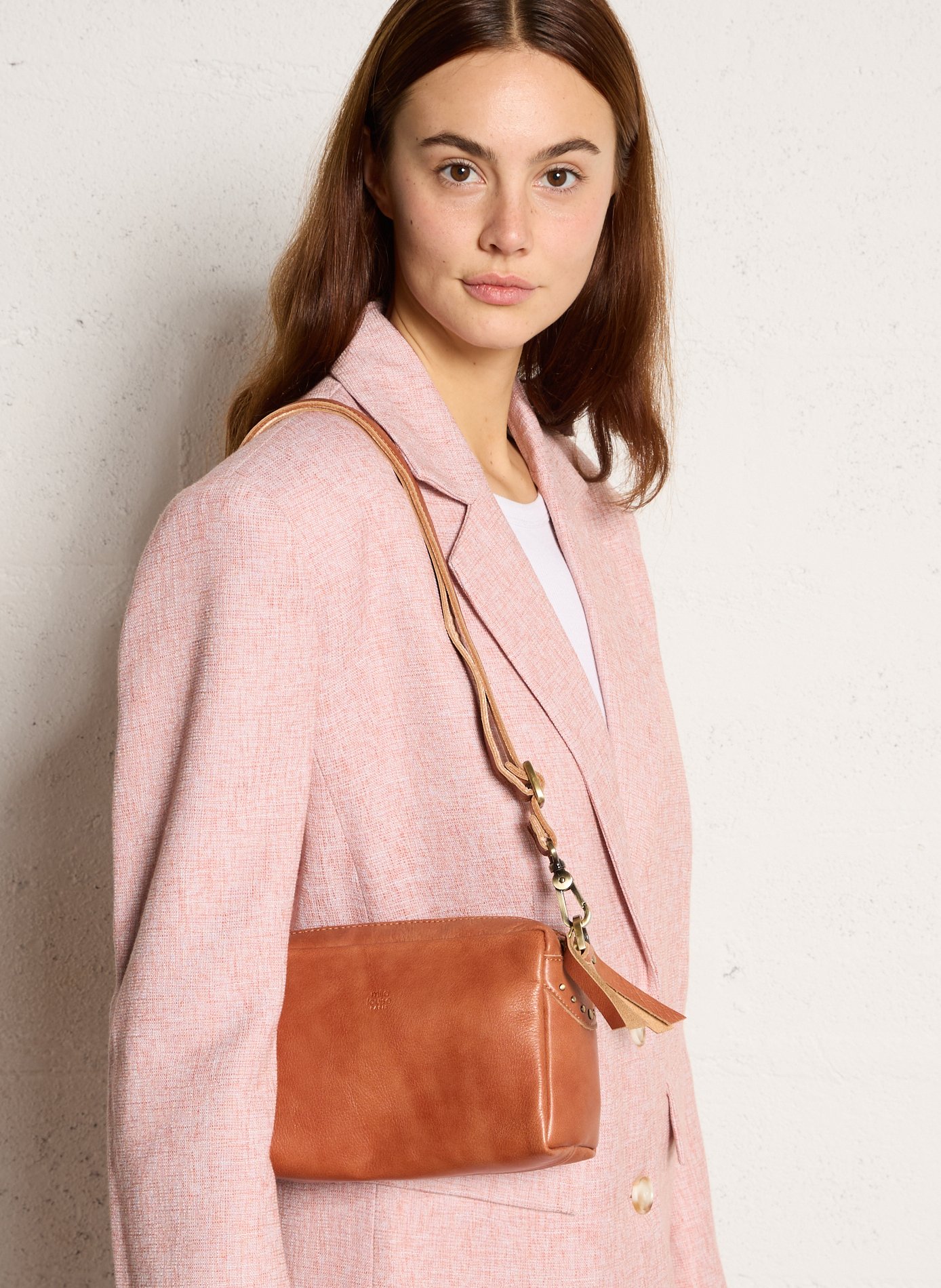 Sac bandoulière en cuir MILA LOUISE Marron