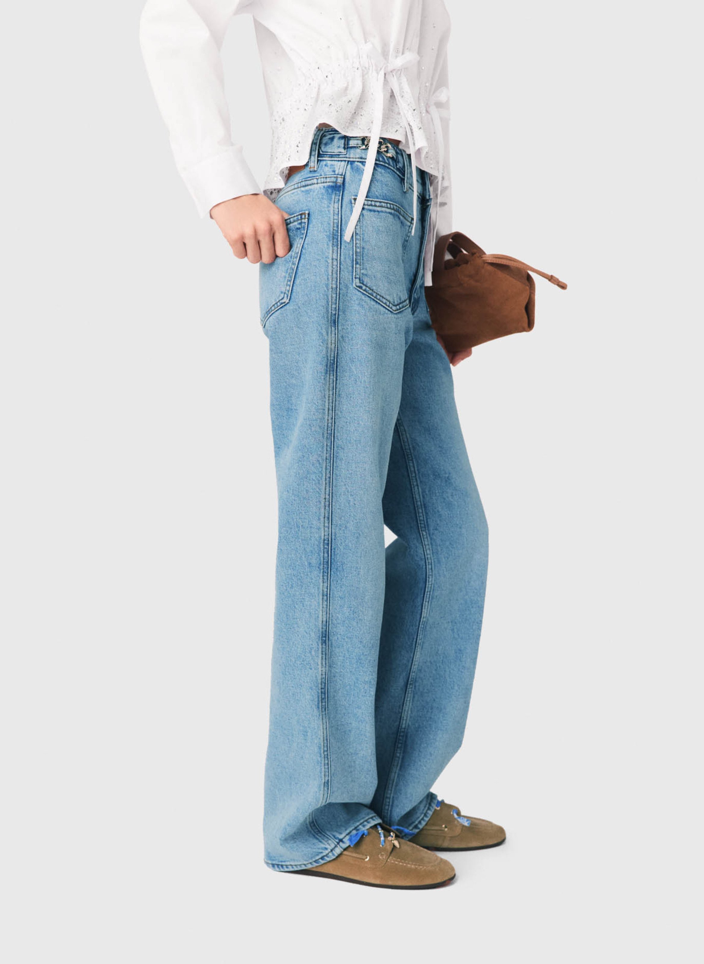 Rechte jeans - katoenblend MAJE Blauw