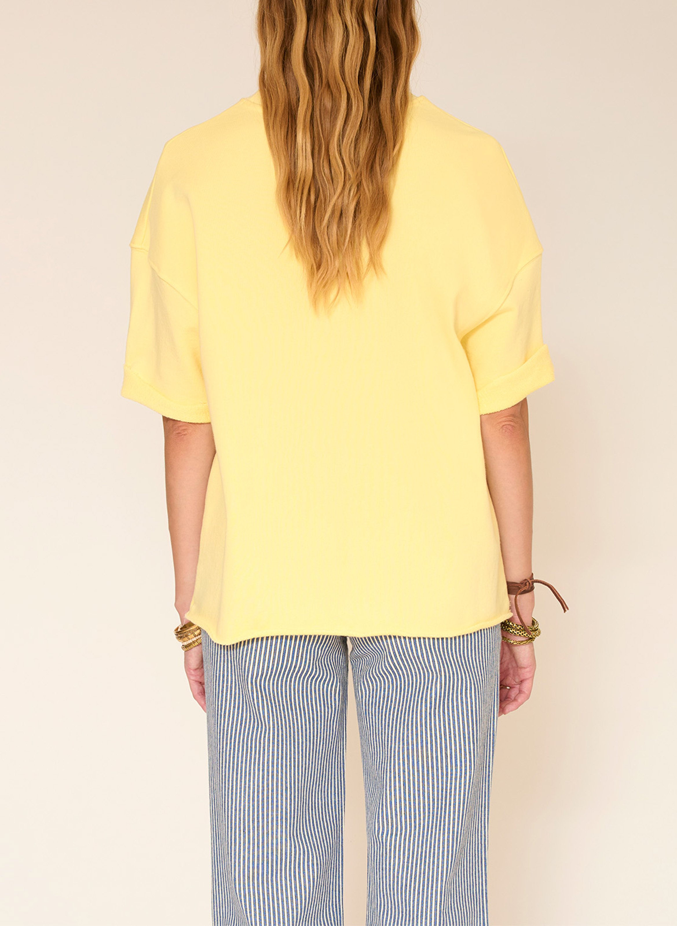 Solid round neck short-sleeve sweatshirt MKT Orange