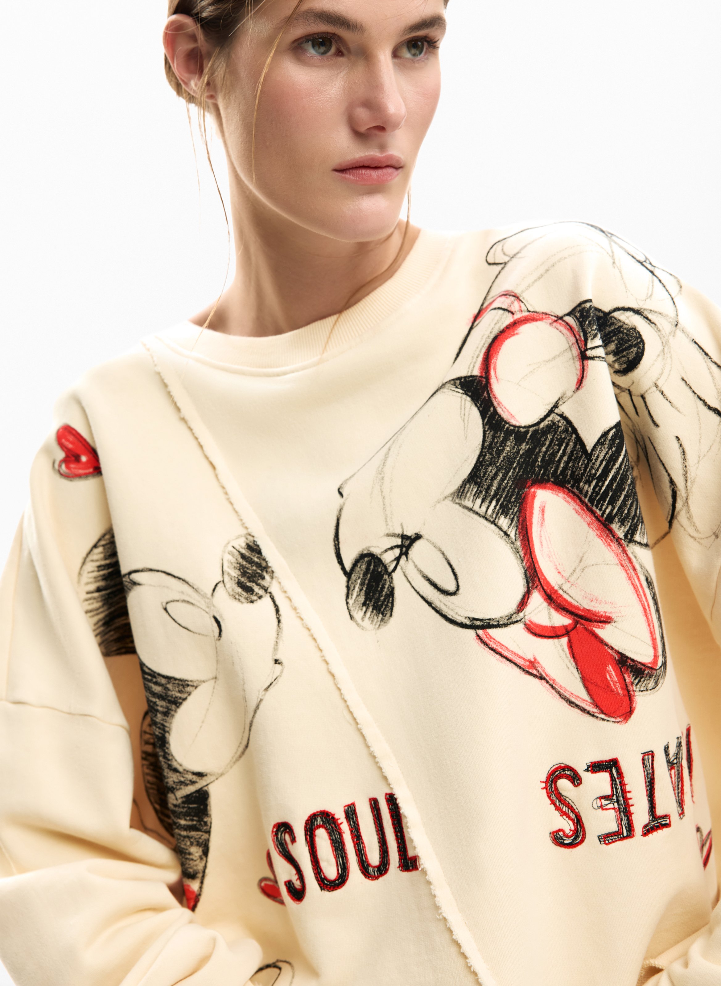 Sweat ample col rond à imprimé  DESIGUAL Noir