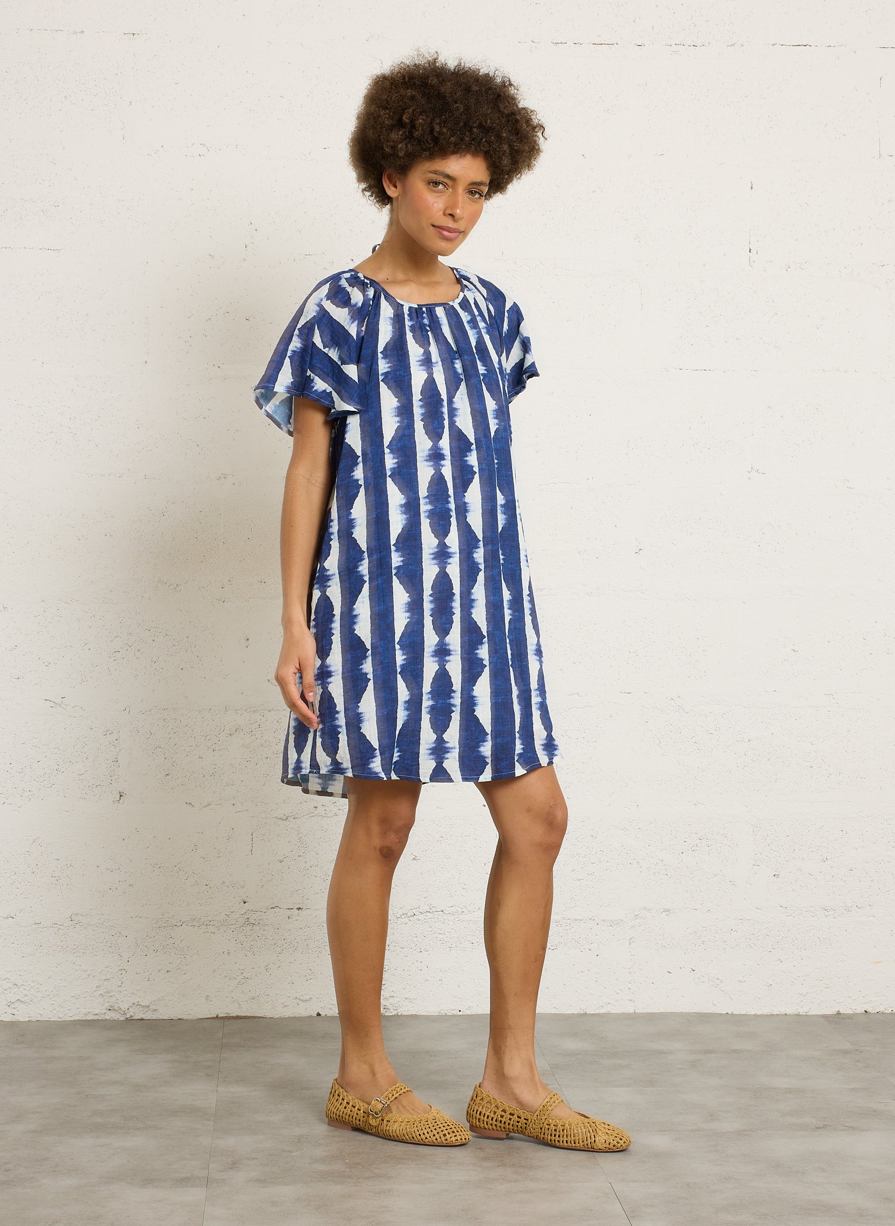 Robe droite en coton THE KORNER Bleu
