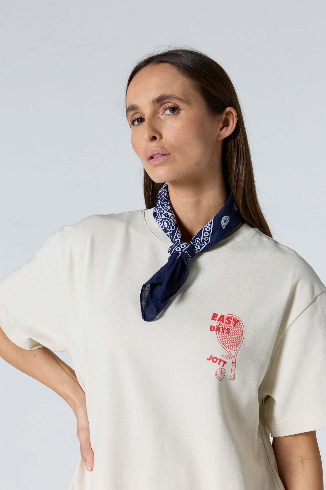 Round neck unisex printed T-shirt JOTT White