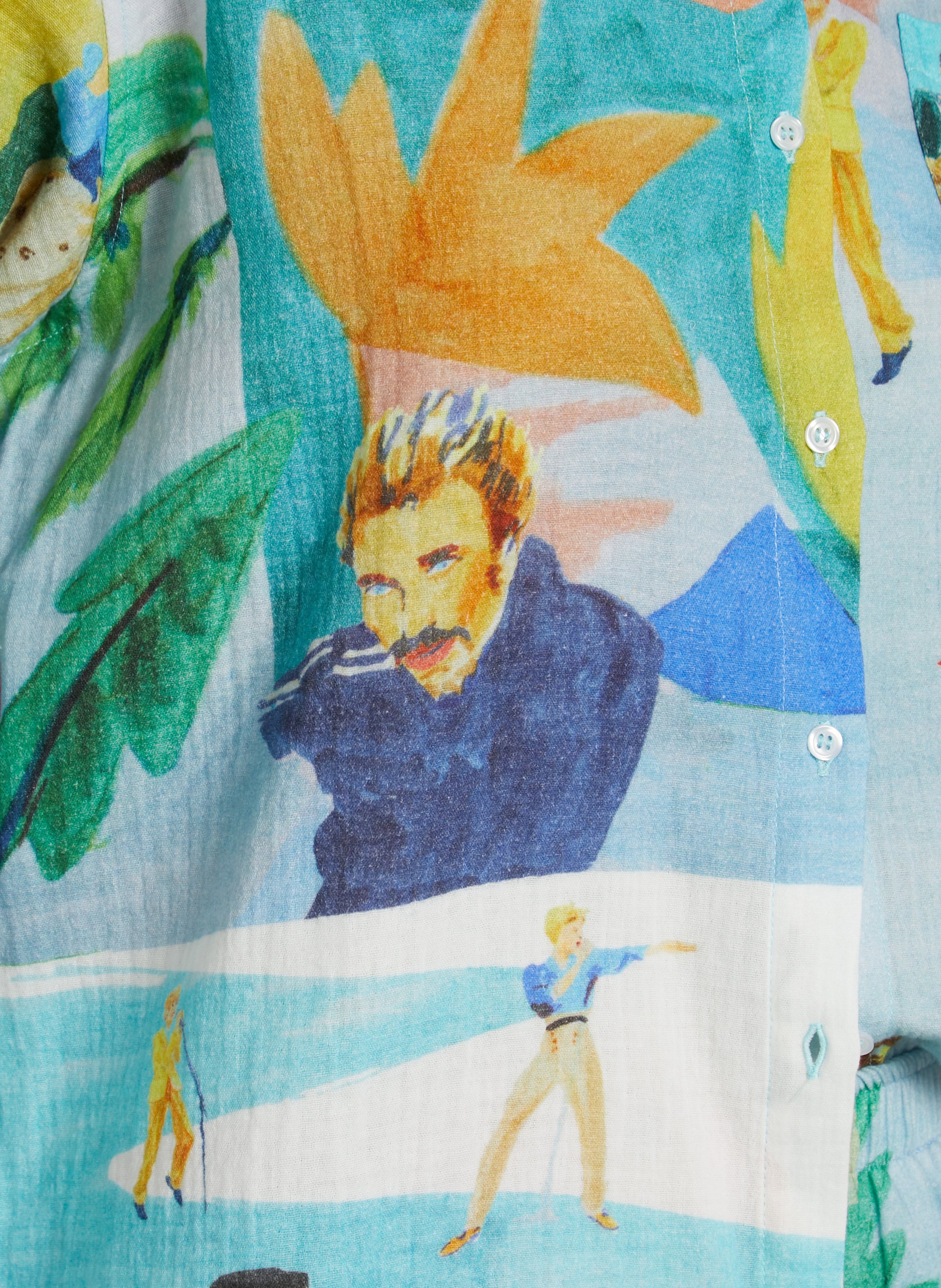 Oversize-Baumwollbluse mit klassischem Kragen und Print G.KERO Blau