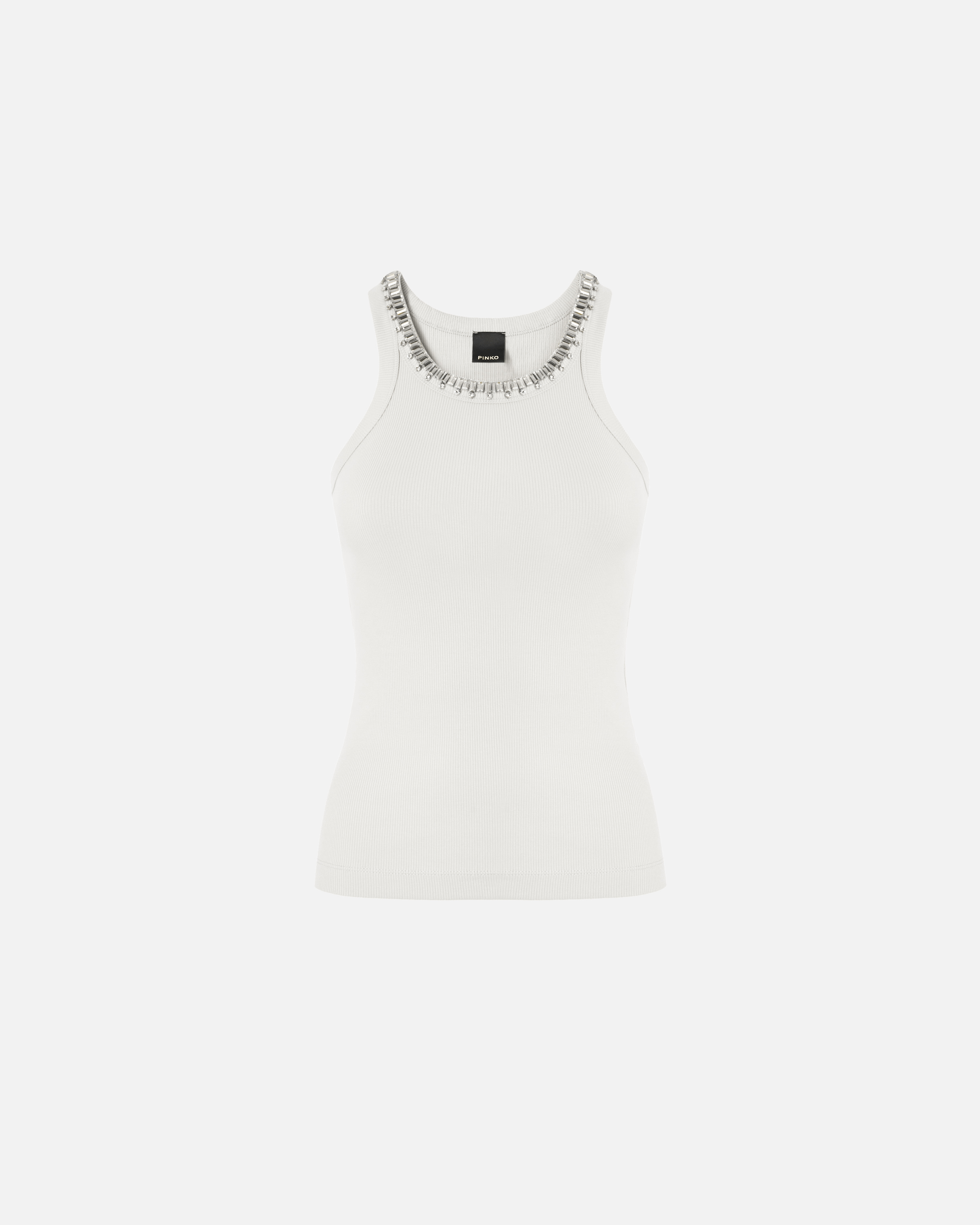 Top côtelé avec broderies bijoux PINKO Blanc