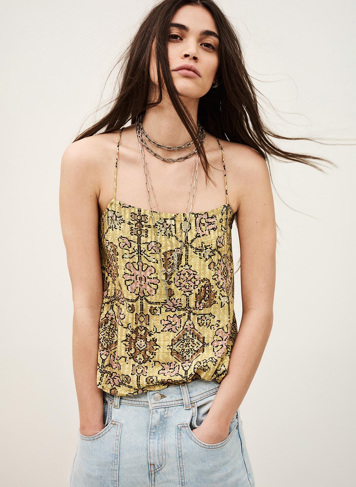 Top col droit imprimé BA&SH Jaune