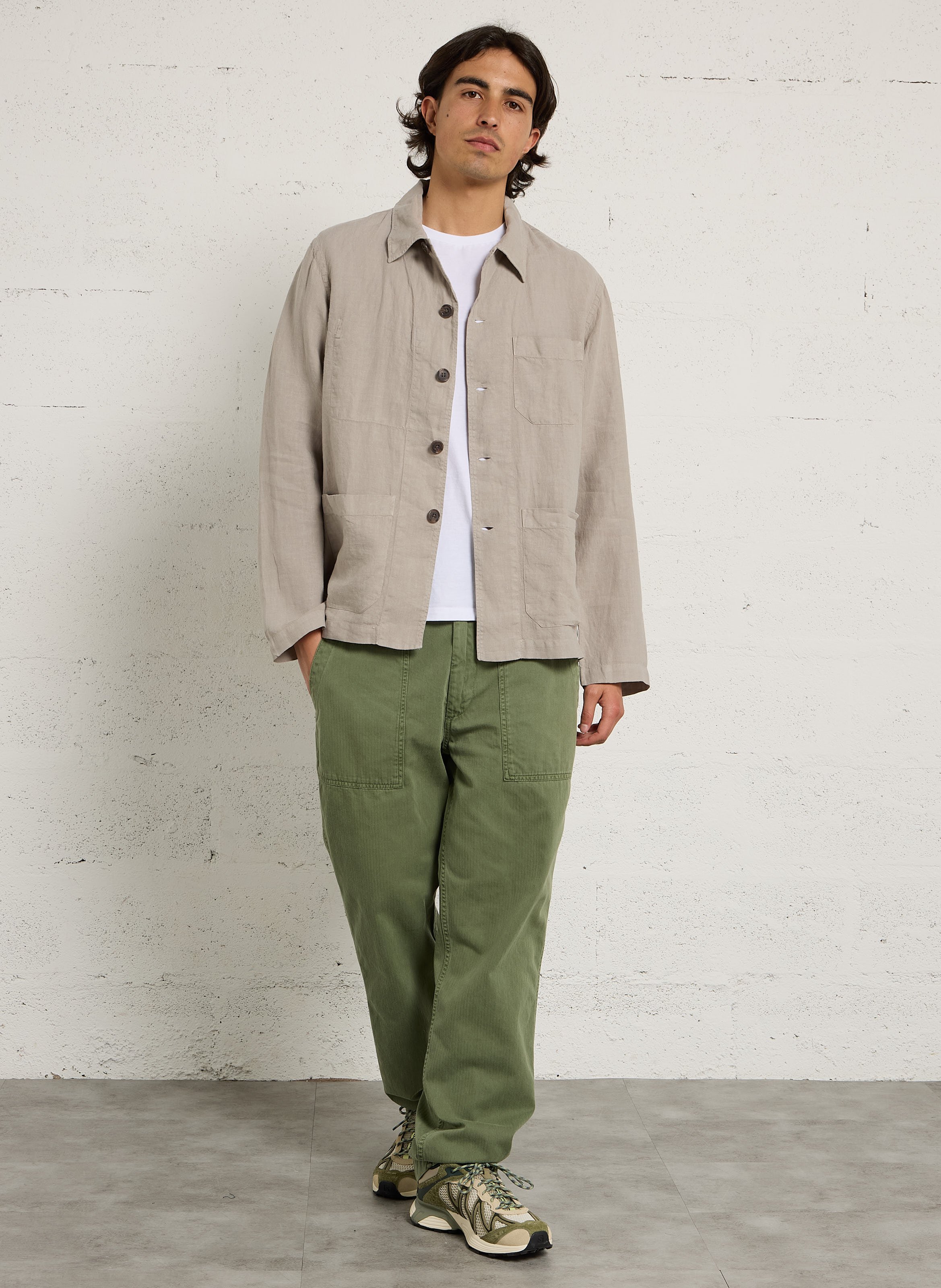 Hemdjacke aus Leinen mit klassischem Kragen HARTFORD Beige