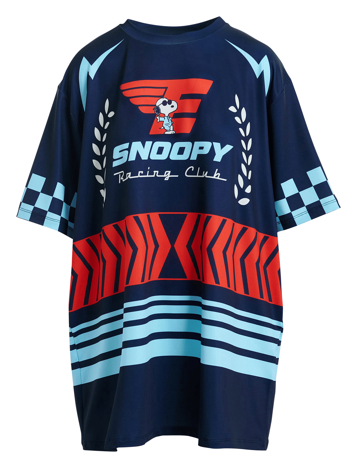 Kurzes Oversize-Kleid mit Print ESSENTIEL ANTWERP Blau