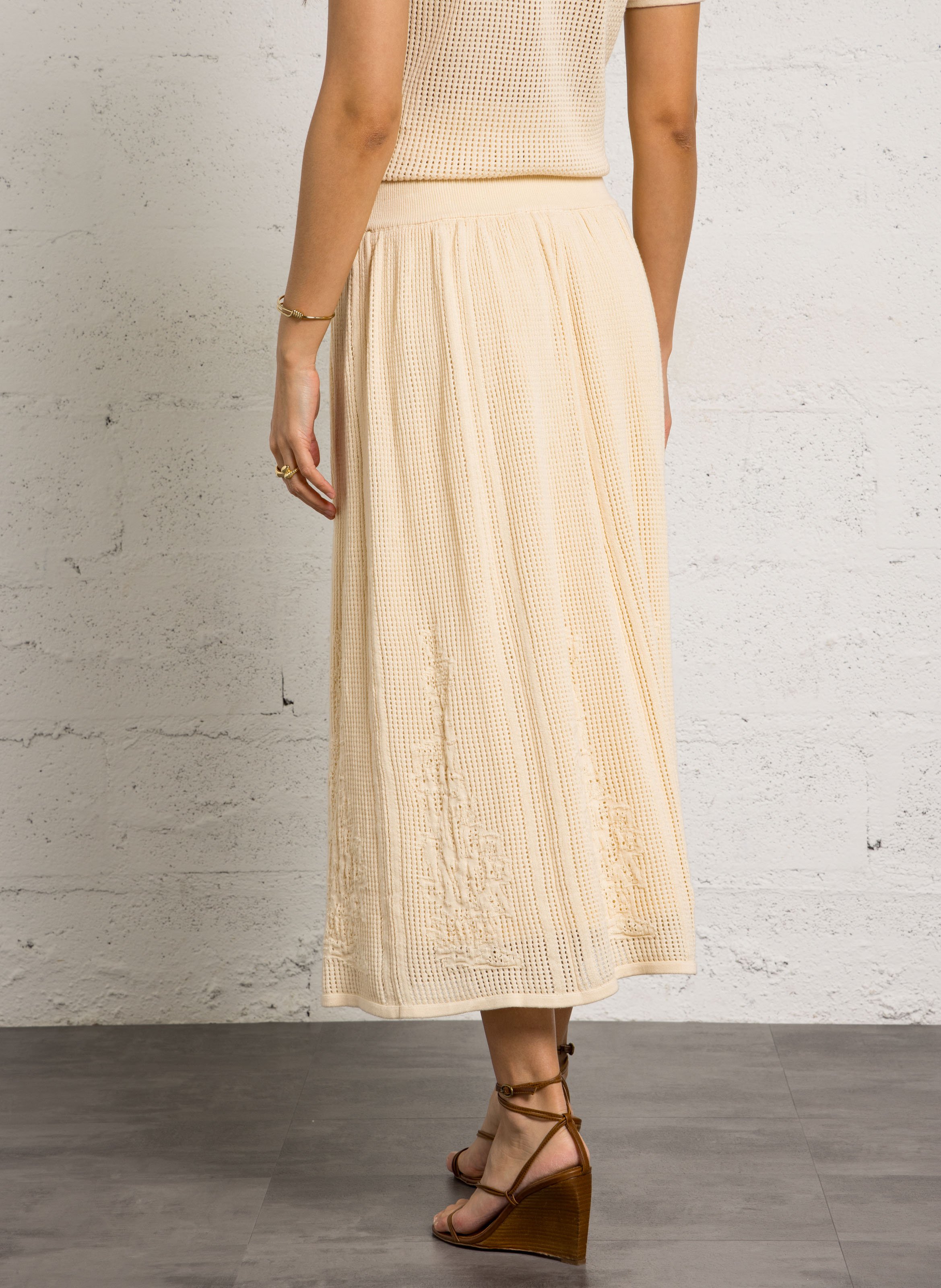 Jupe midi en coton MAISON 123 Beige