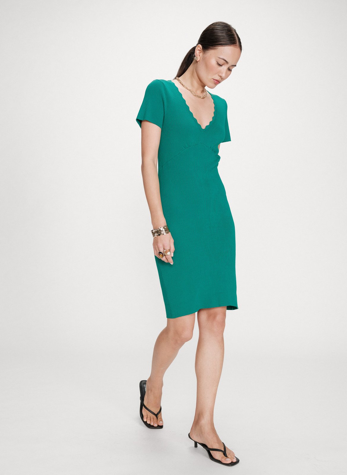 Korte jurk met V-hals GRACE ET MILA Green