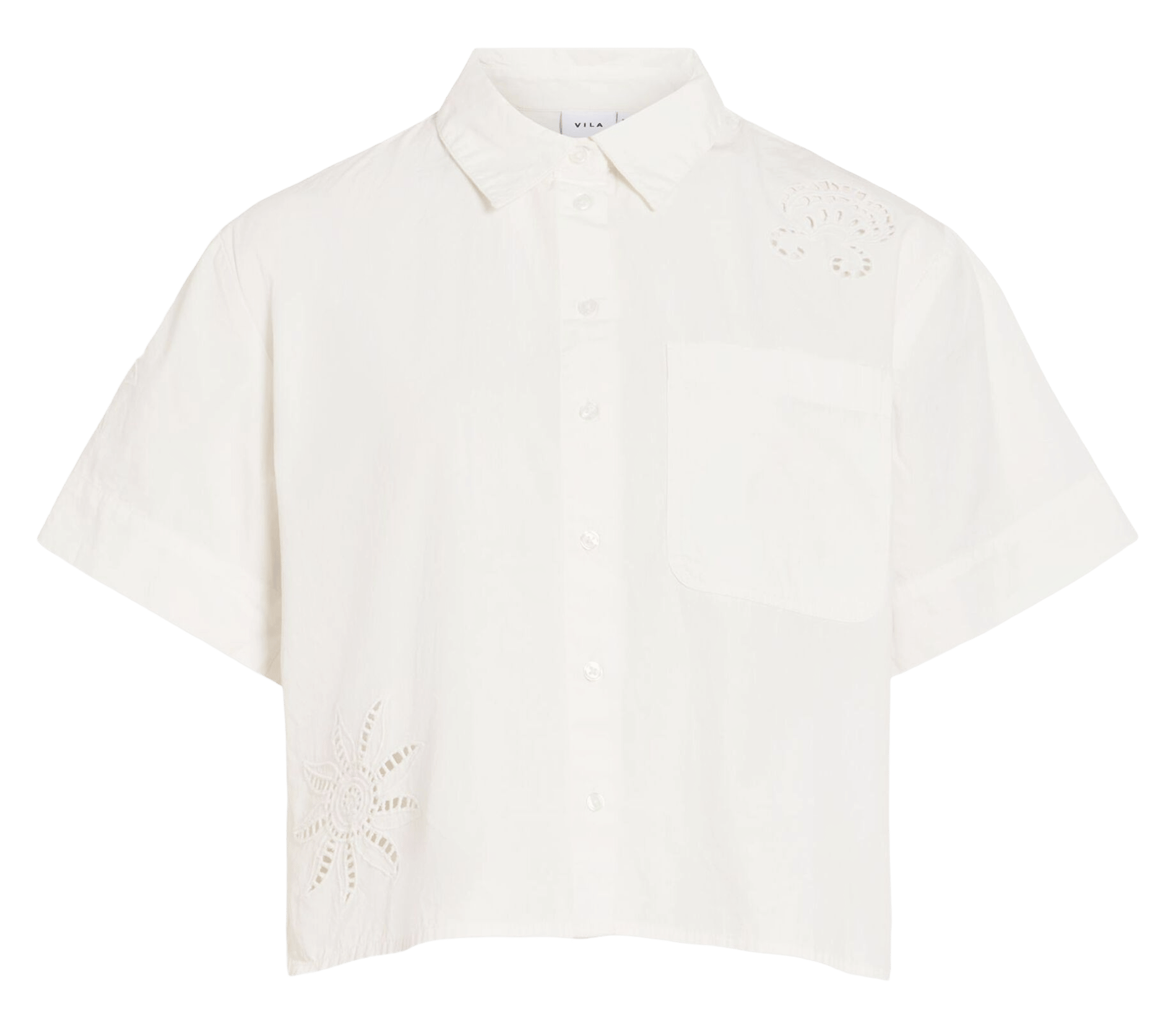 Korte mouwen blouse met borduursels VILA Wit