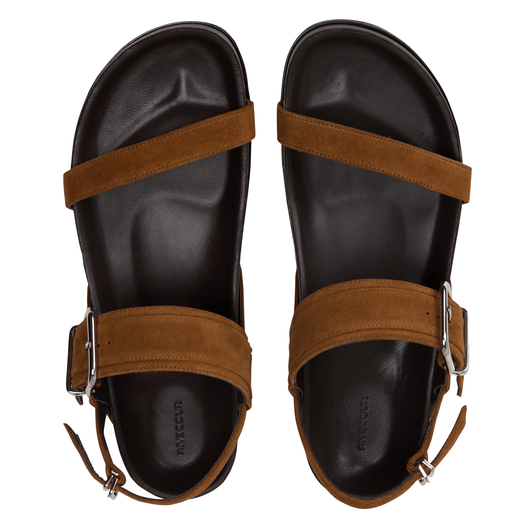 Sandales plates en cuir RIVECOUR Marron