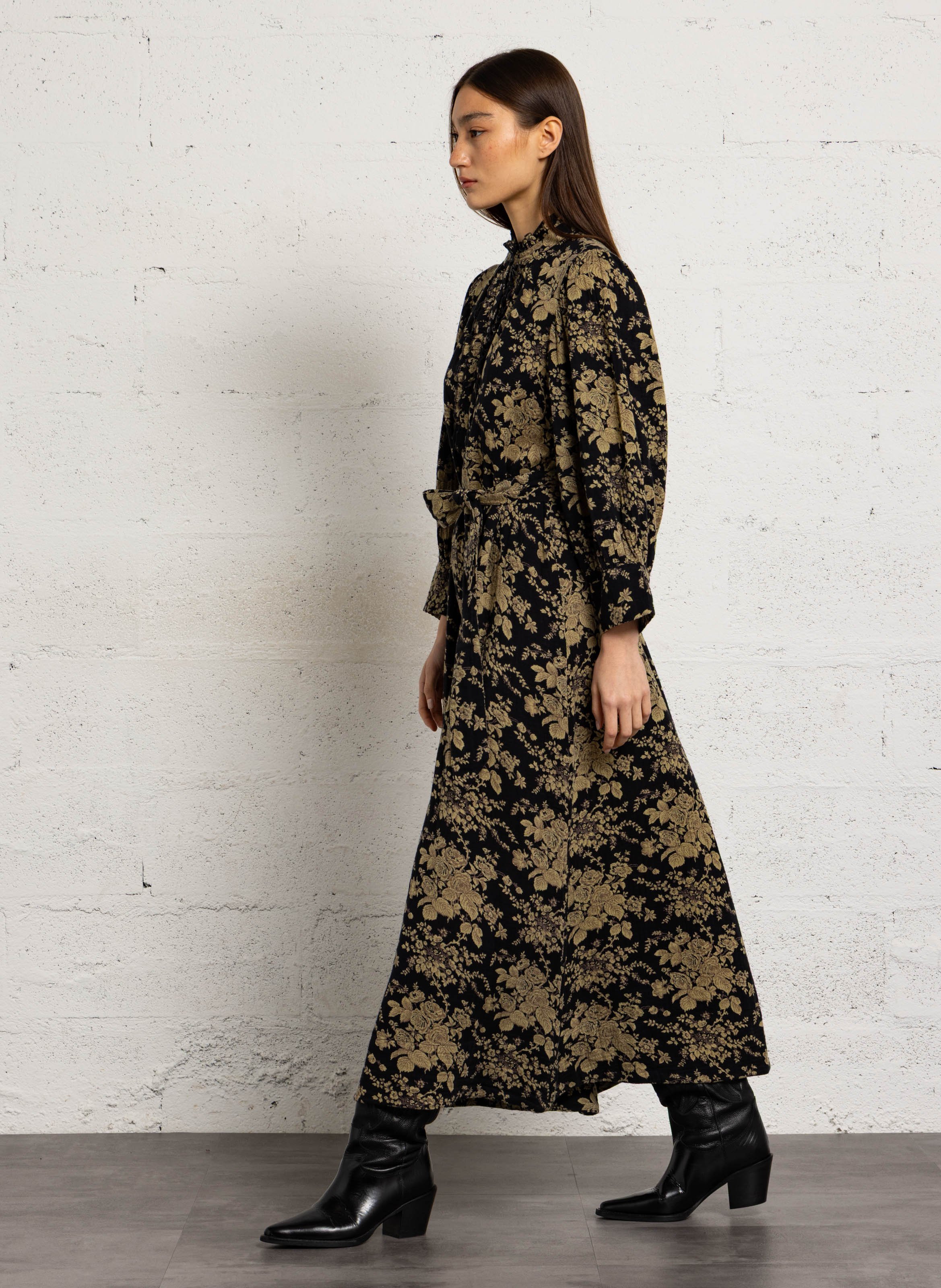 Gerade geschnittenes Maxikleid aus Baumwolle ANTIK BATIK Schwarz