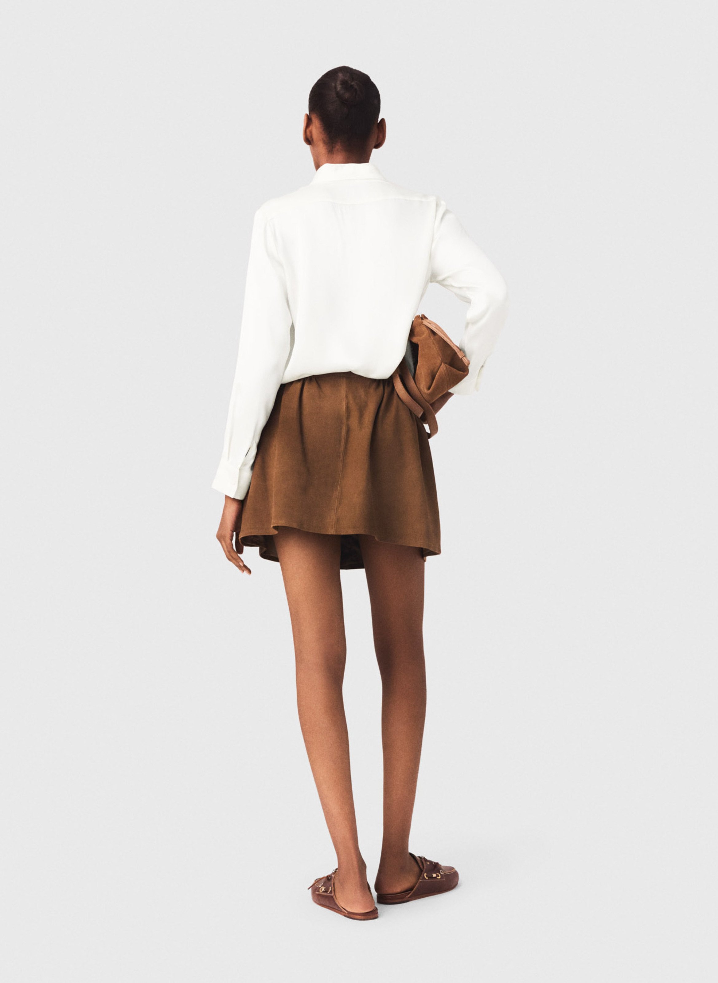 Chemise col classique en soie MAJE Blanc