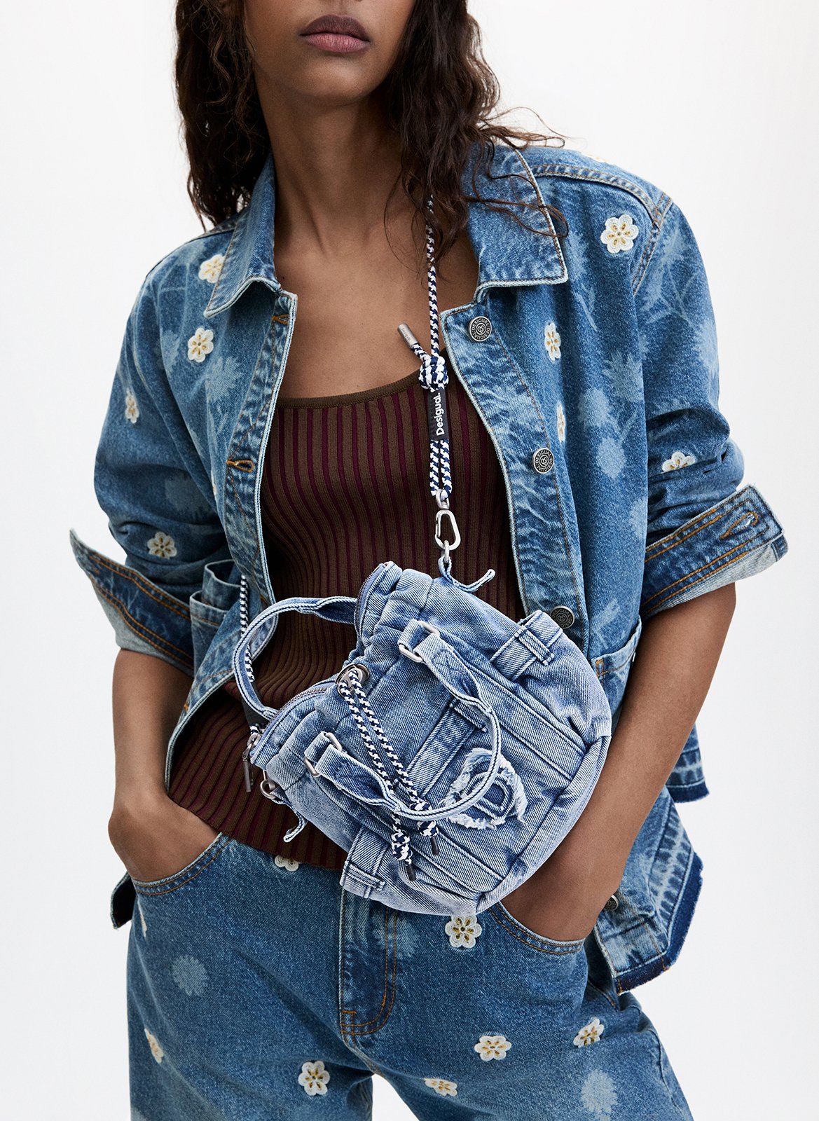 Handtas van spijkerstof DESIGUAL Blauw