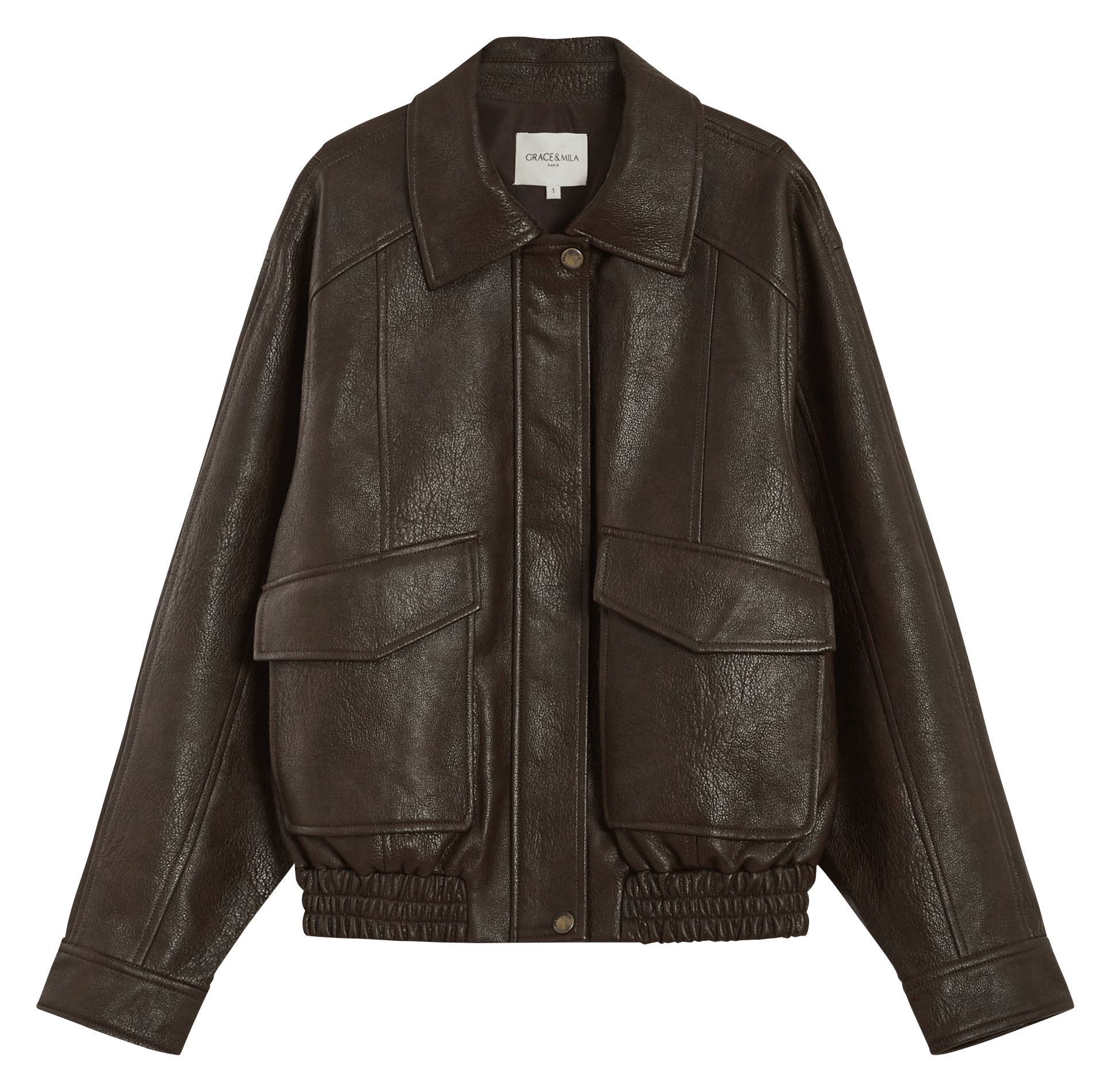 Oversized jacket with classic collar GRACE ET MILA Brown