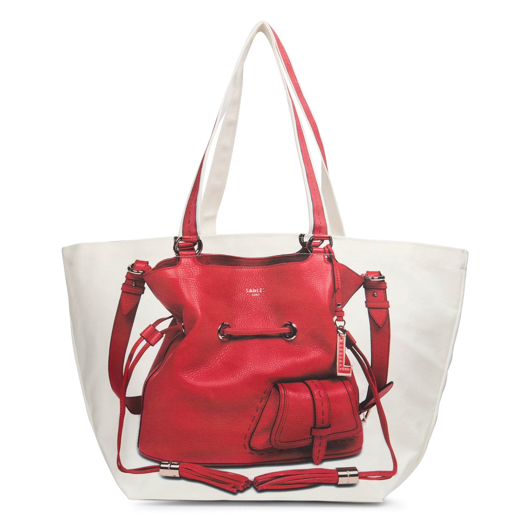 Katoenen shopper met print LANCEL Beige