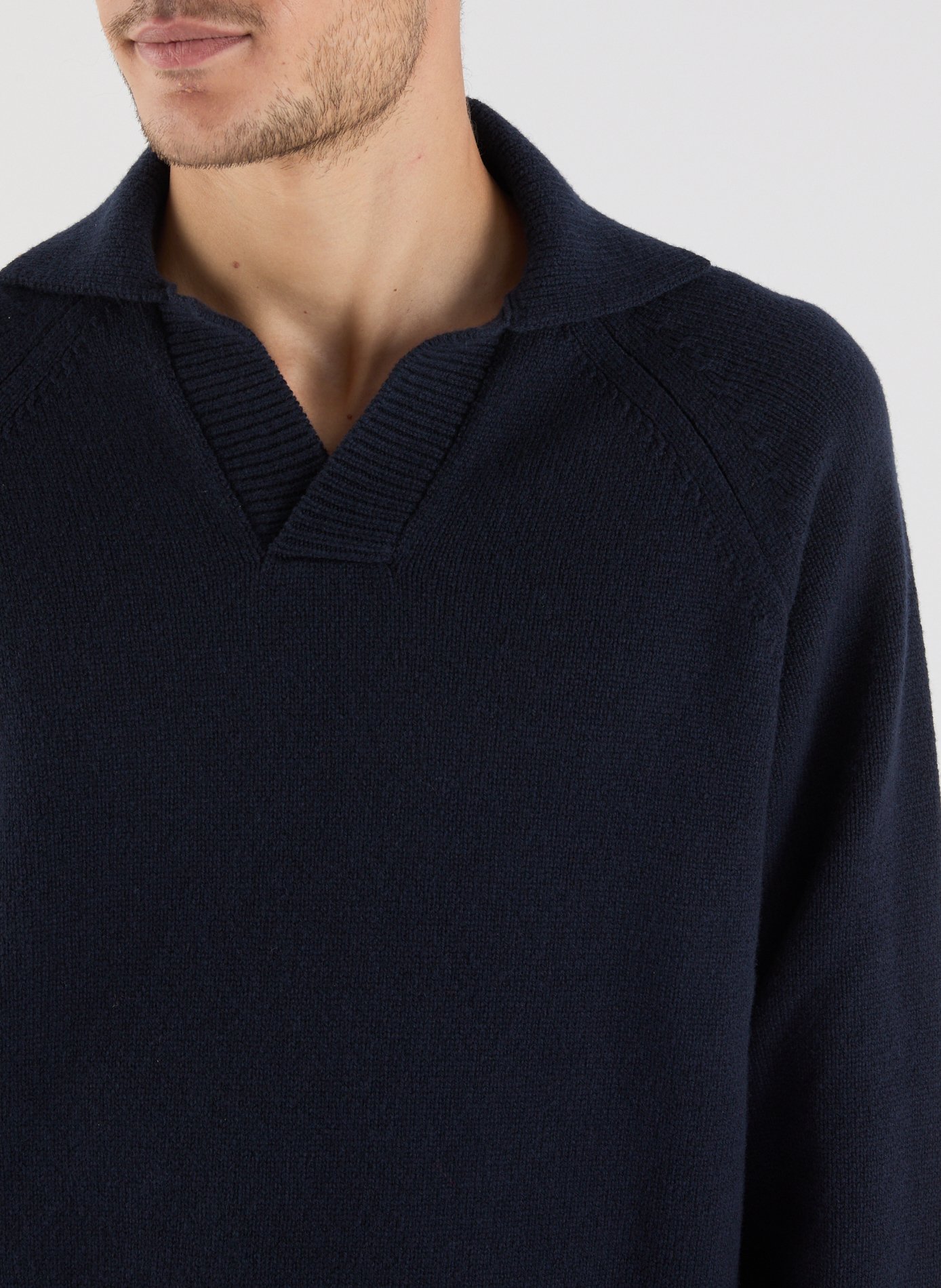 Pull droit col polo en laine SAISON 1865 Bleu