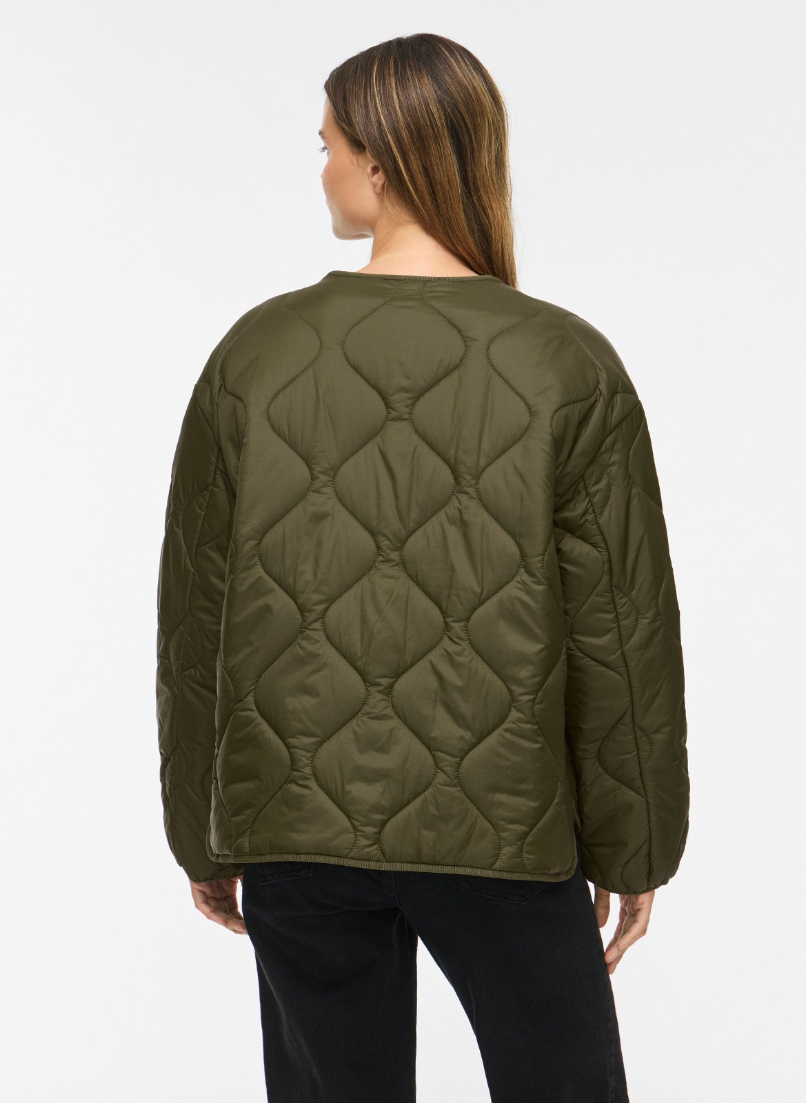 Quilted round neck jacket VILA Khaki