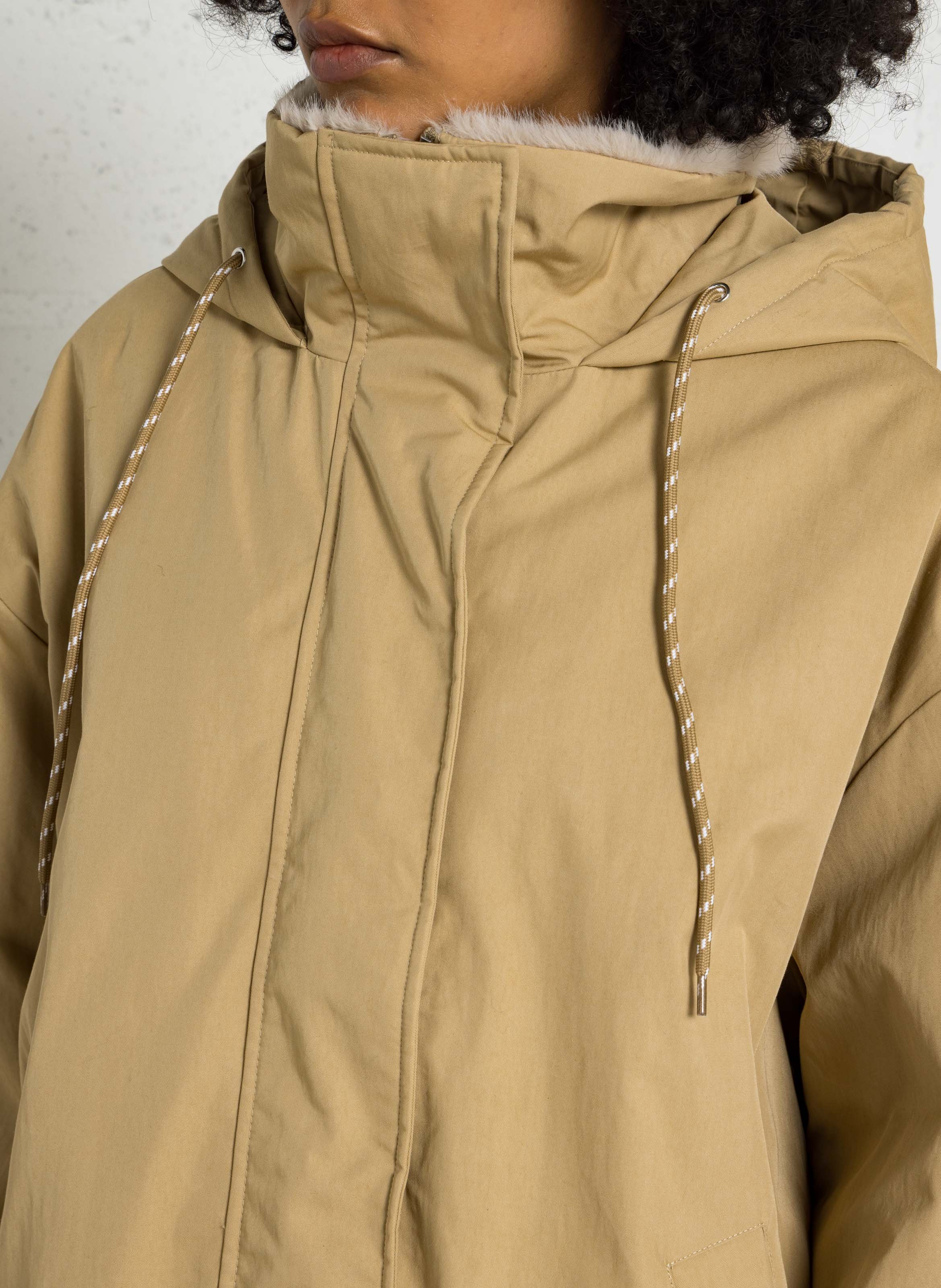 Manteau à capuche en coton BELLEROSE Beige