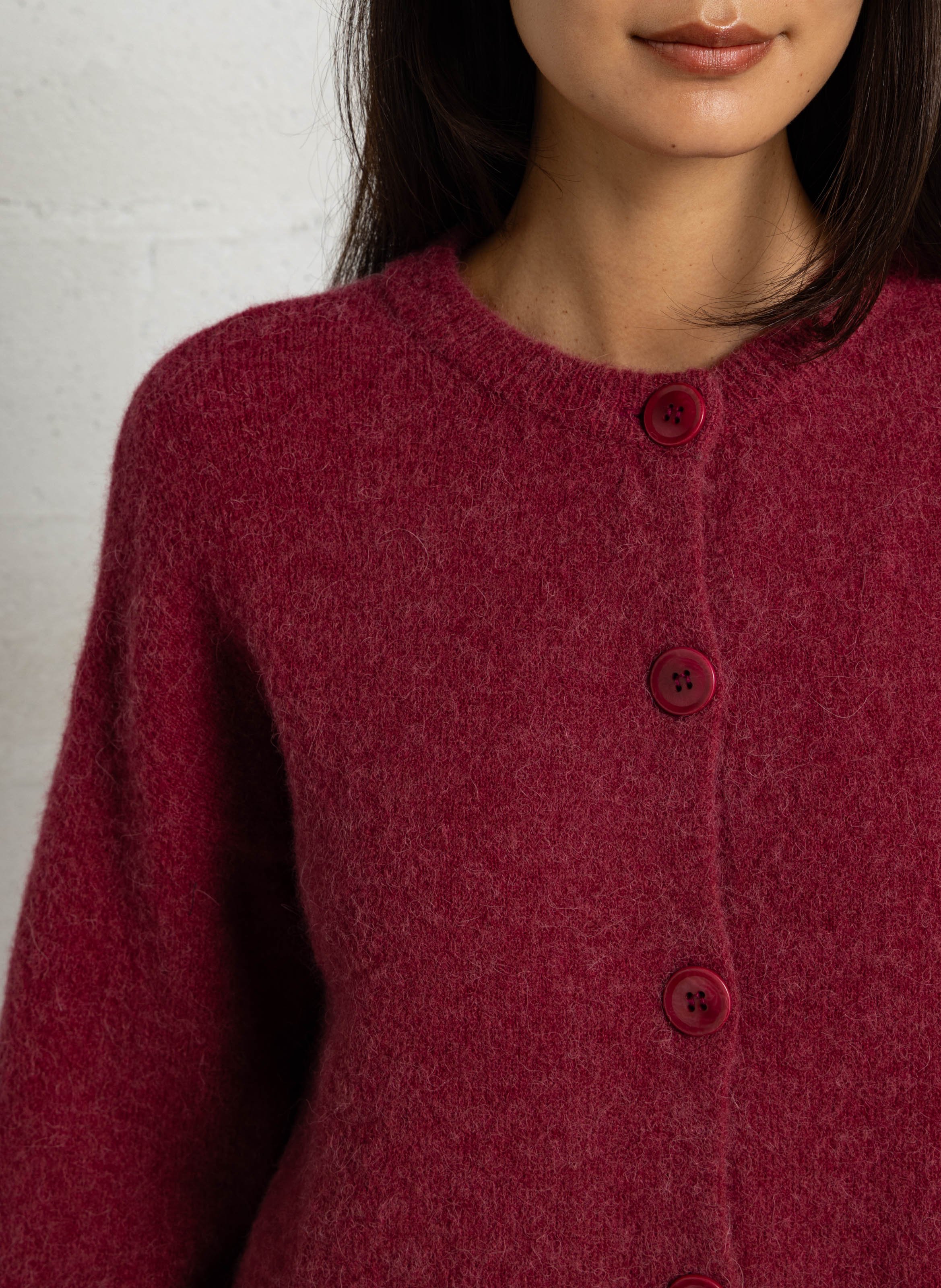 Gerade geschnittener Strick-Cardigan MAISON ANJE Pflaume