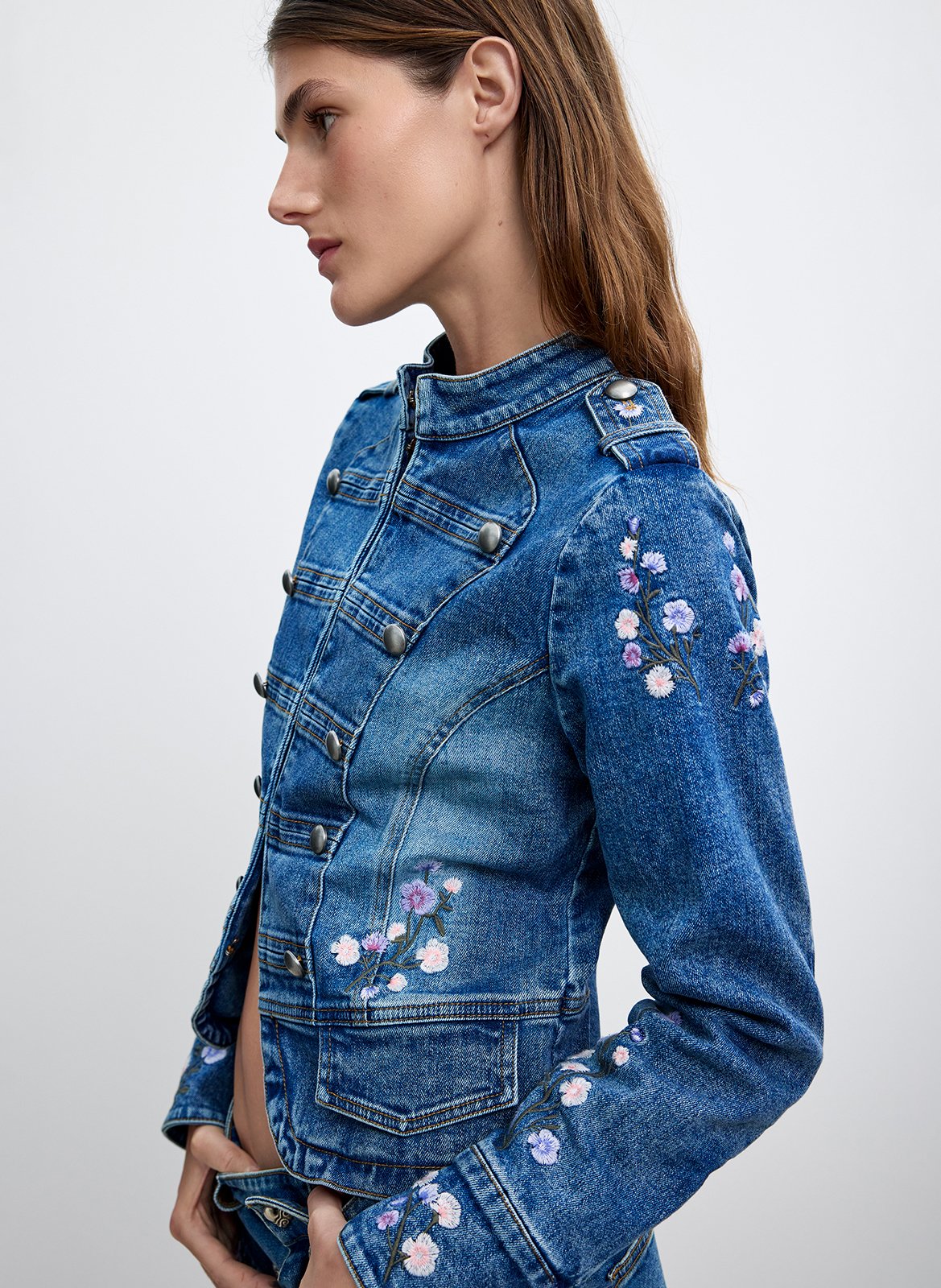Veste jean cintrée en coton mélangé DESIGUAL Bleu