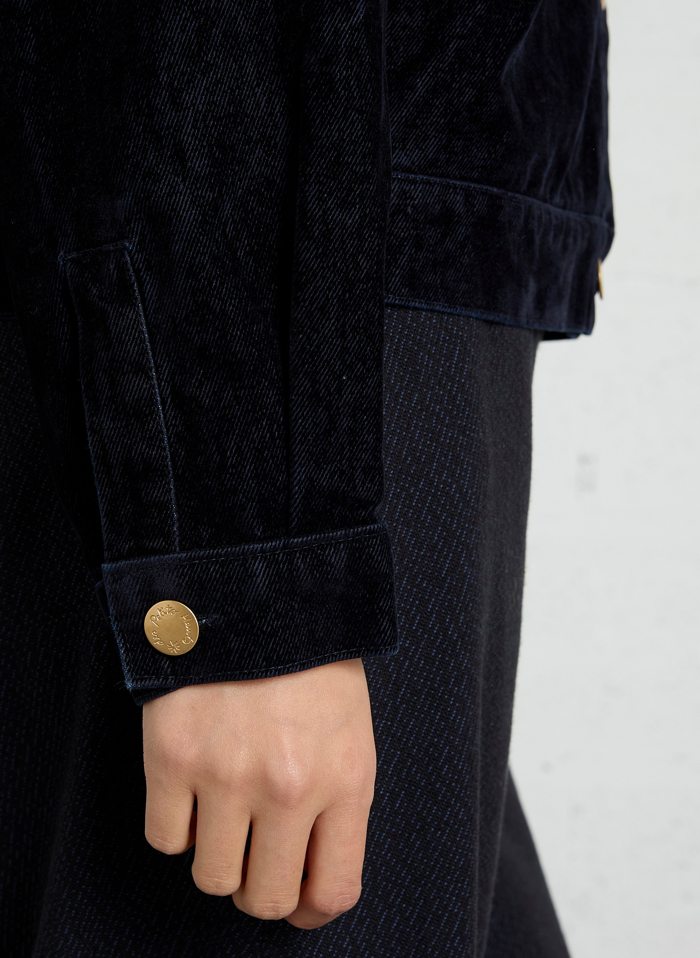 Baumwolljacke mit klassischem Kragen DES PETITS HAUTS Blau