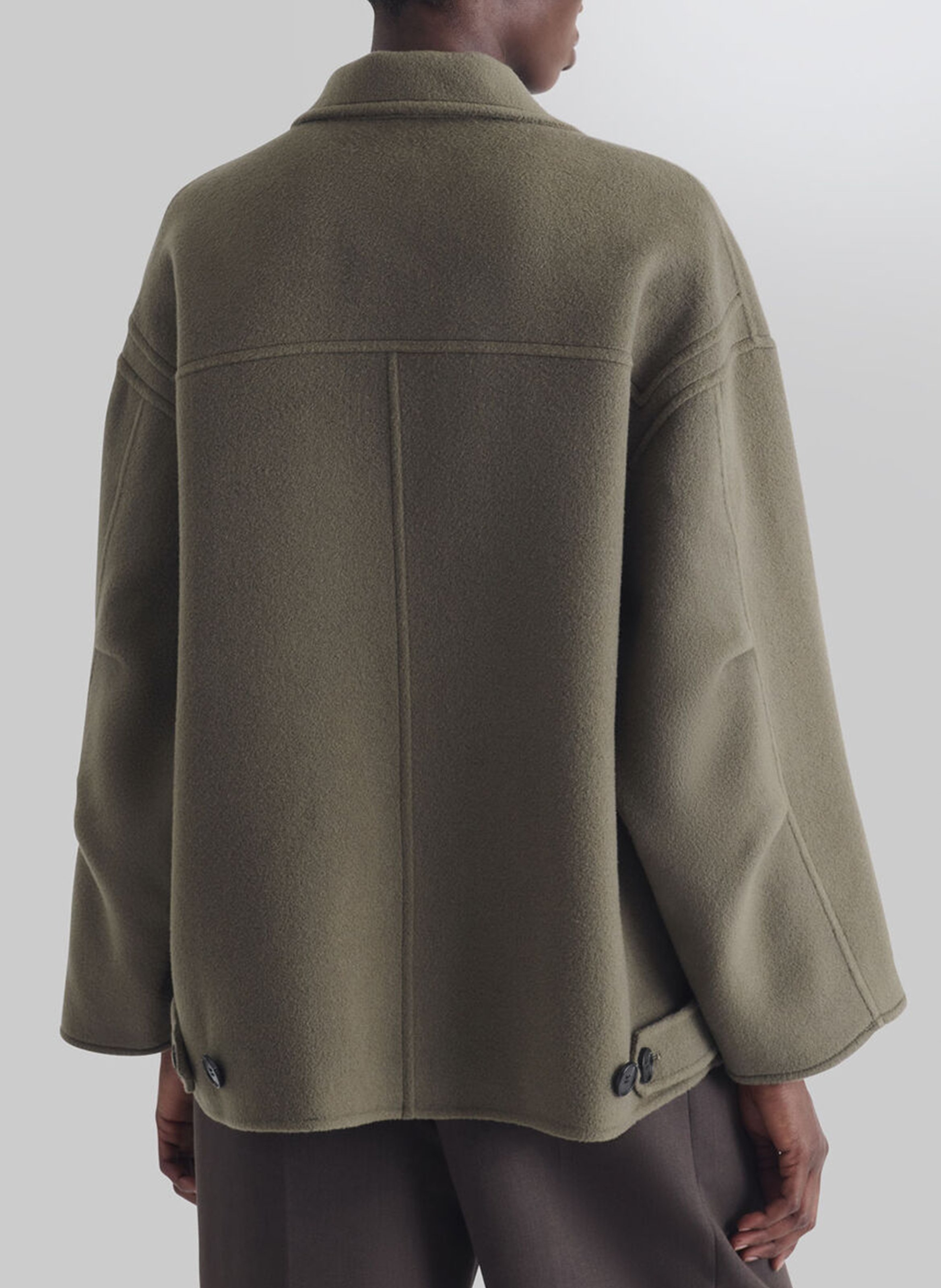 Oversized high-neck coat in wool and cashmere IRO Khaki