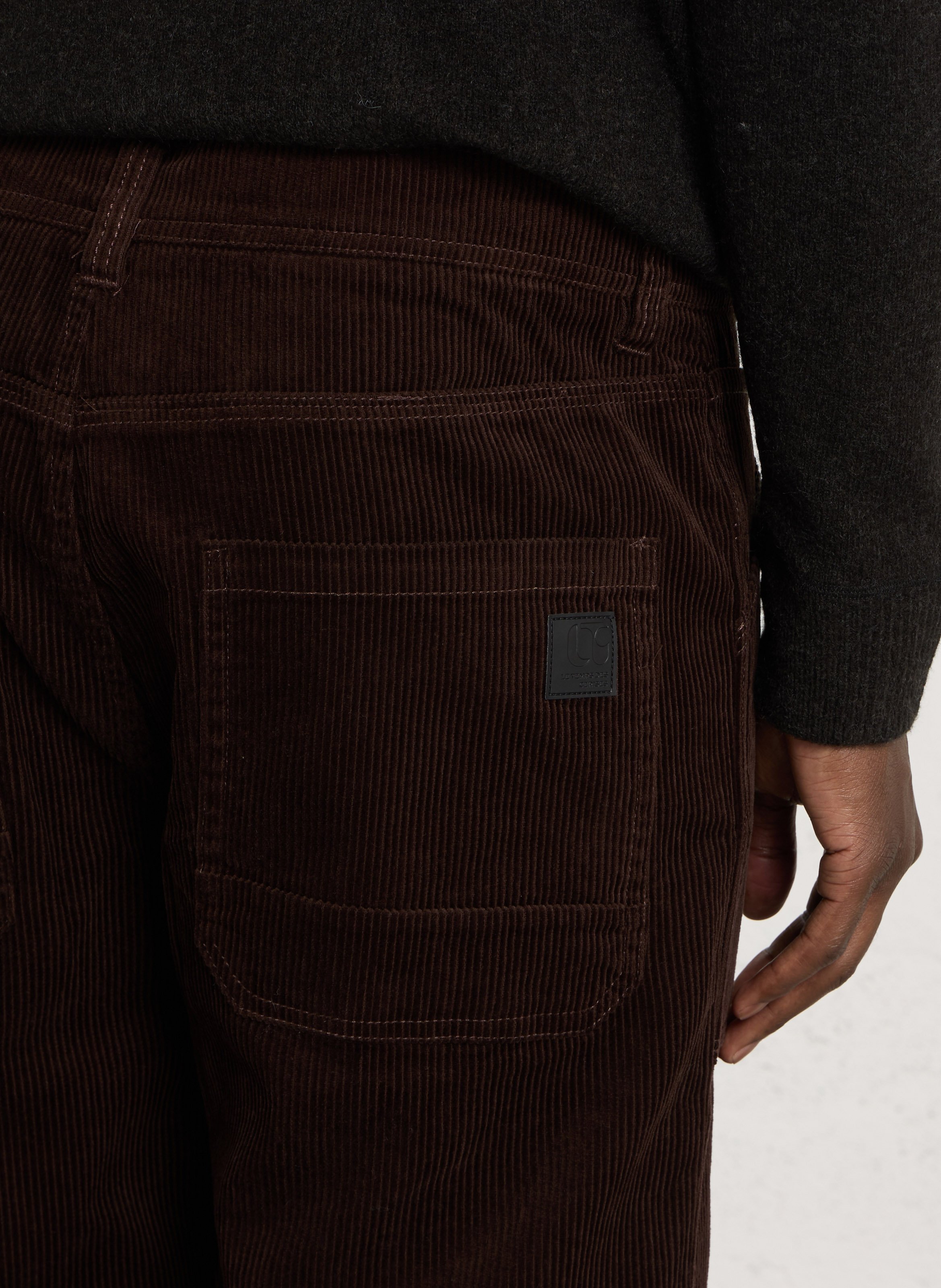 Straight-leg ribbed cotton pants LE TEMPS DES CERISES Brown