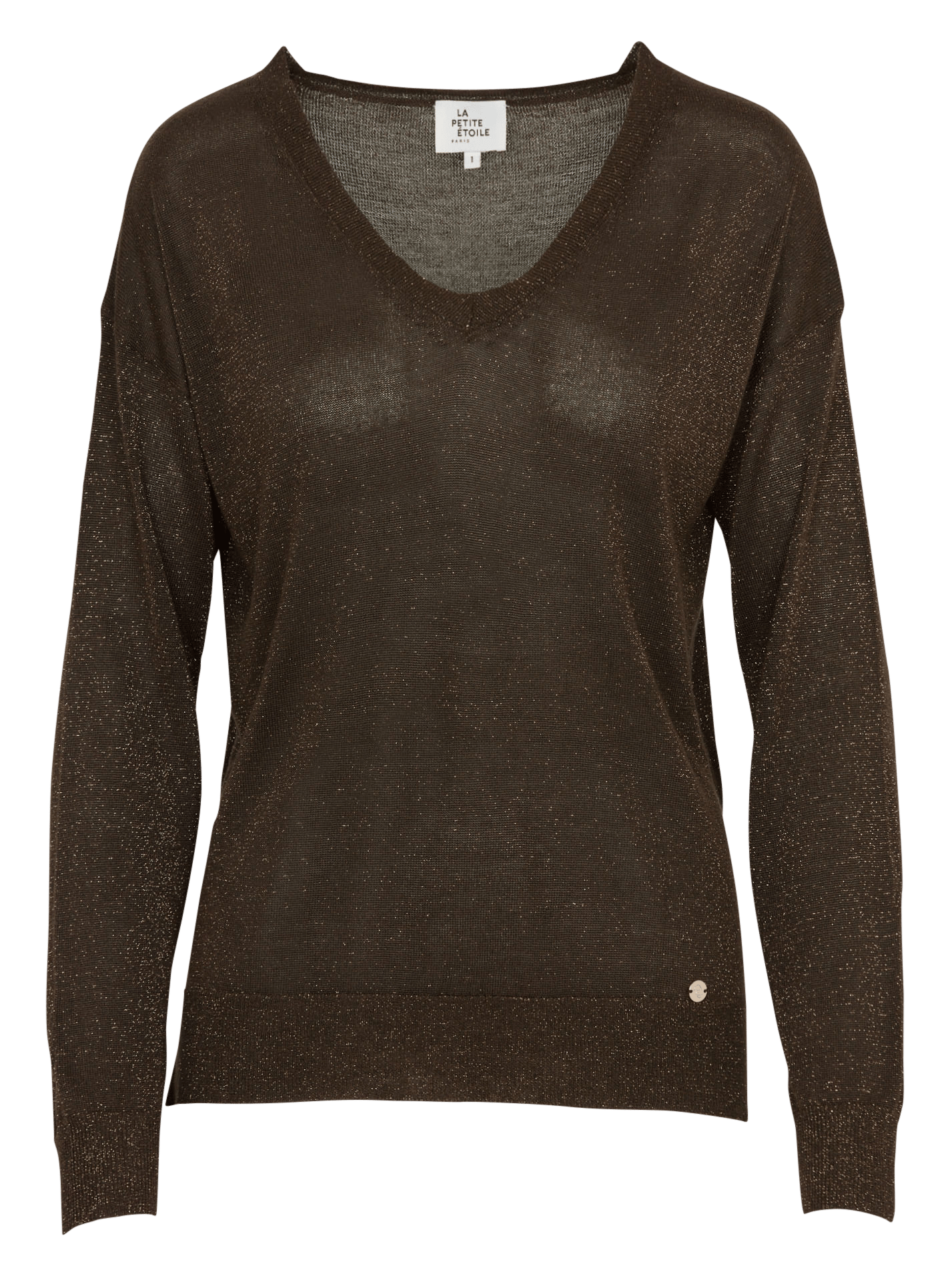 Straight Long-Sleeved Top in Fine Knit LA PETITE ETOILE Khaki