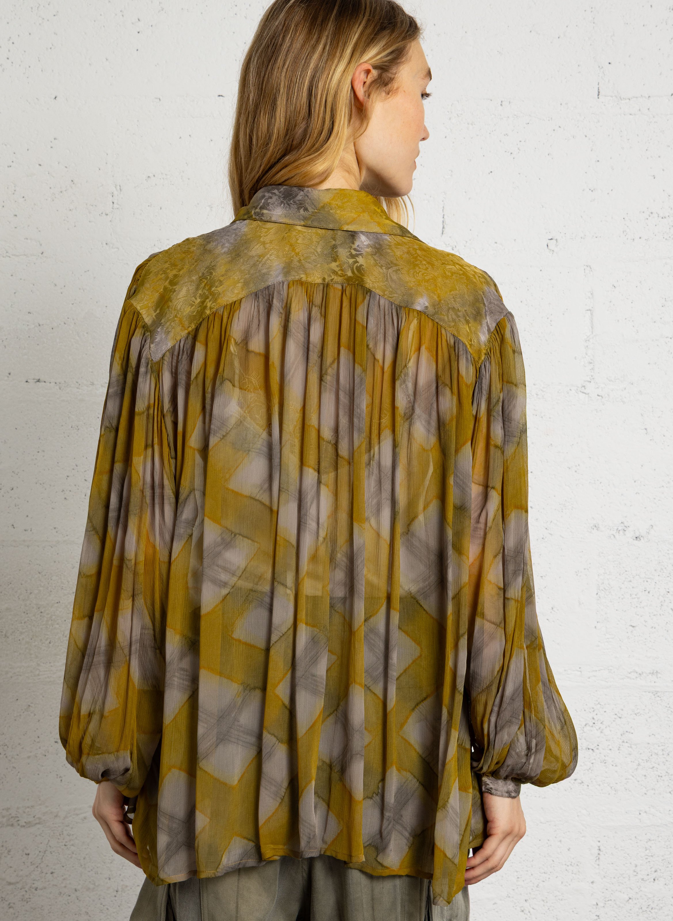 Ruimvallende blouse met print MES DEMOISELLES Geel