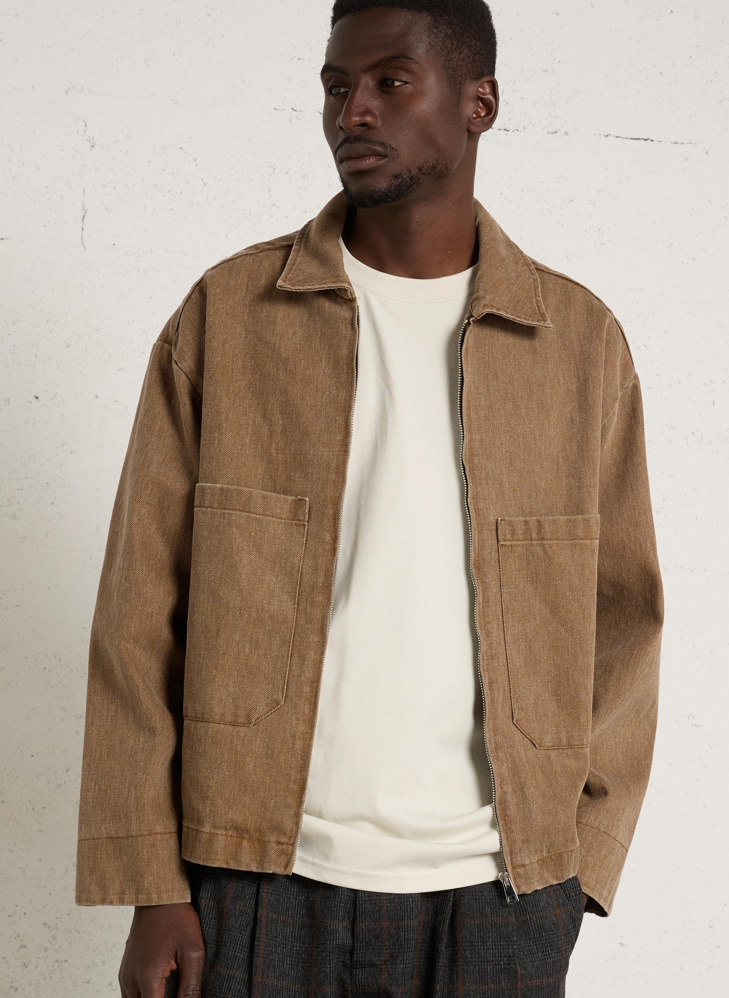 Zip-up cotton overshirt IMPERIAL Beige