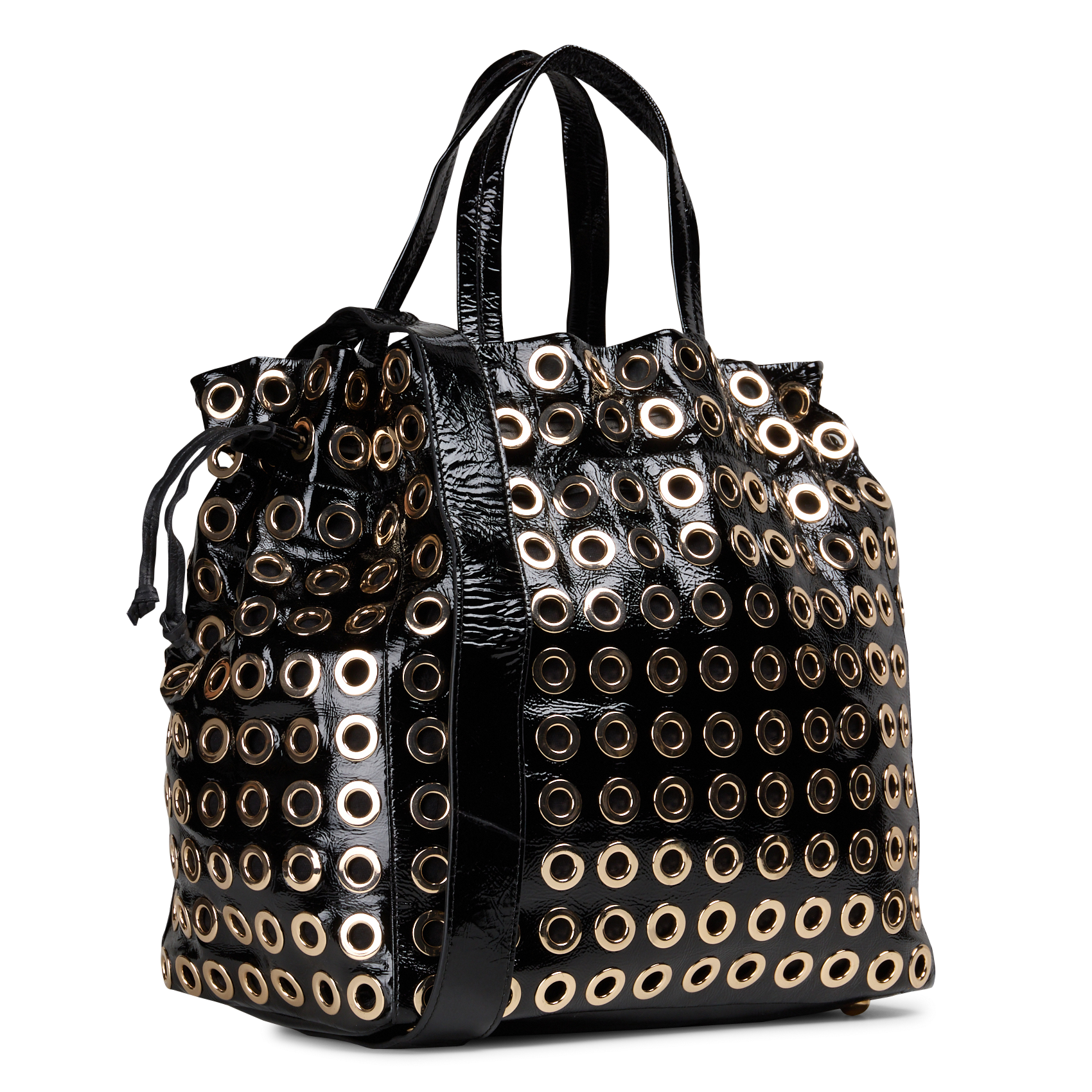 Leren shopper met oogjes BERENICE Zwart
