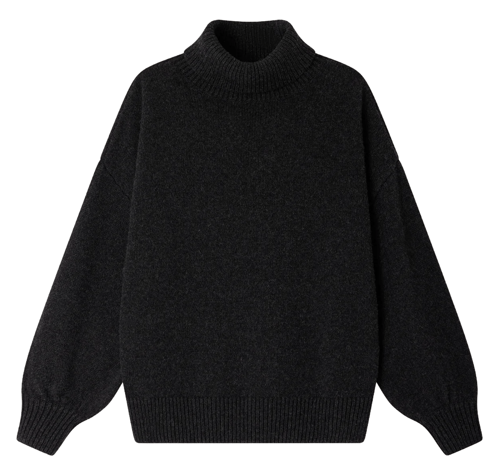 Oversized roll-neck wool and cashmere sweater | Black SESSUN Women
