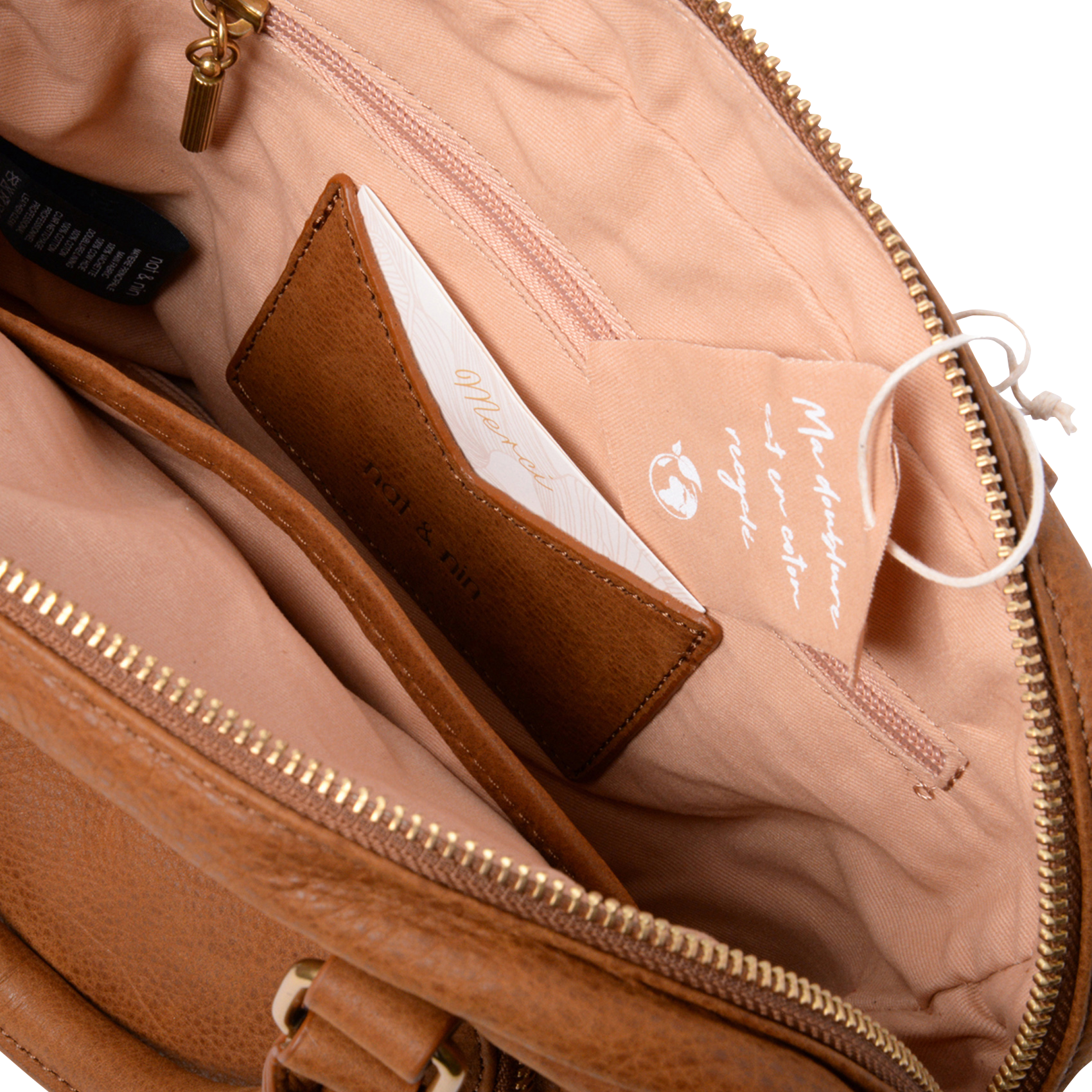 Sac à main multipoches en cuir NAT & NIN Marron