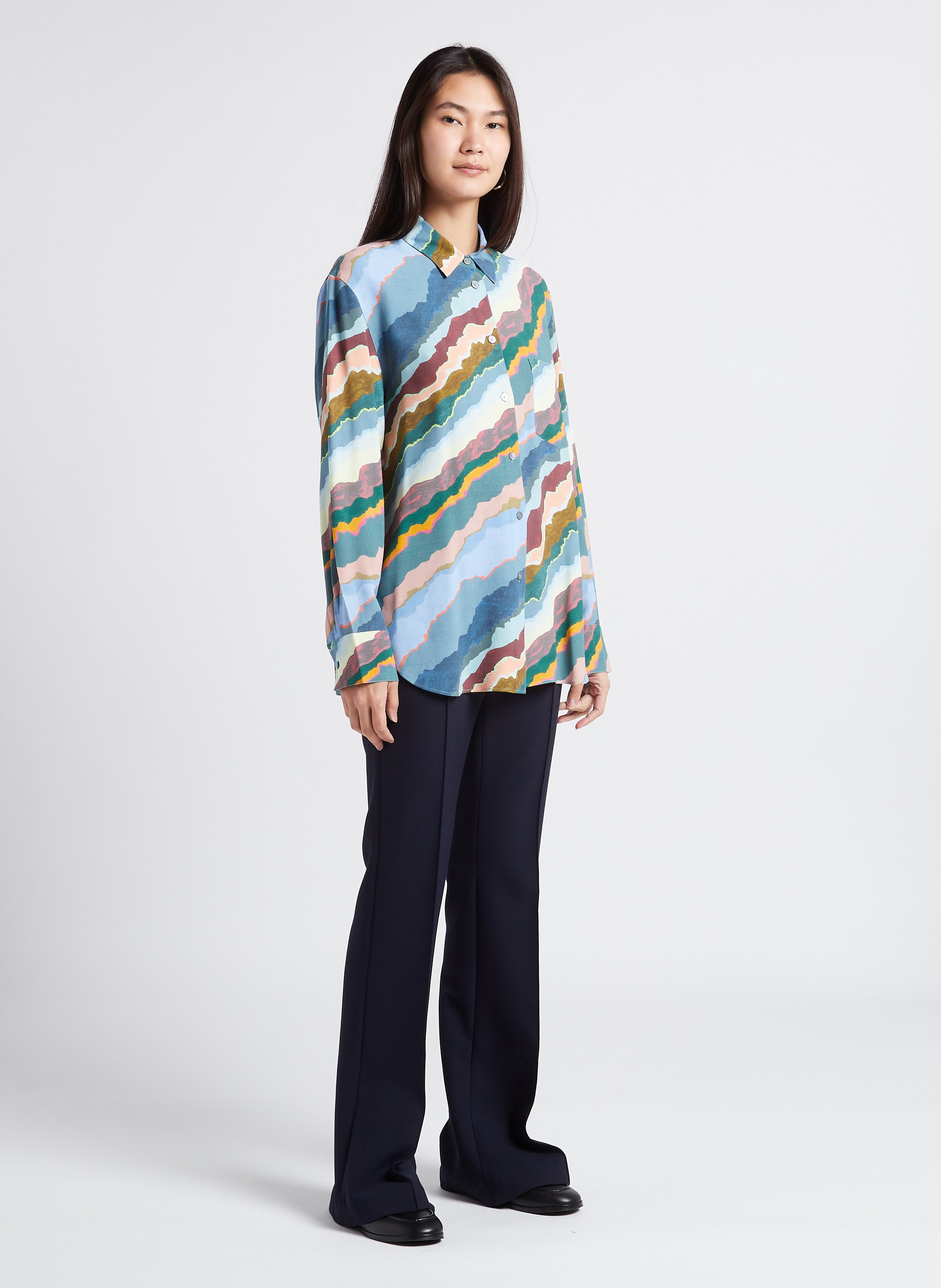 Printed straight shirt with classic collar PAUL SMITH Multicolored